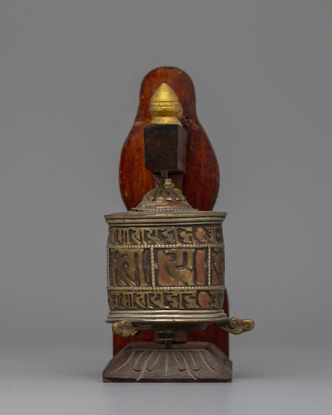 Wood Prayer Wheel Nepal Hand Carved