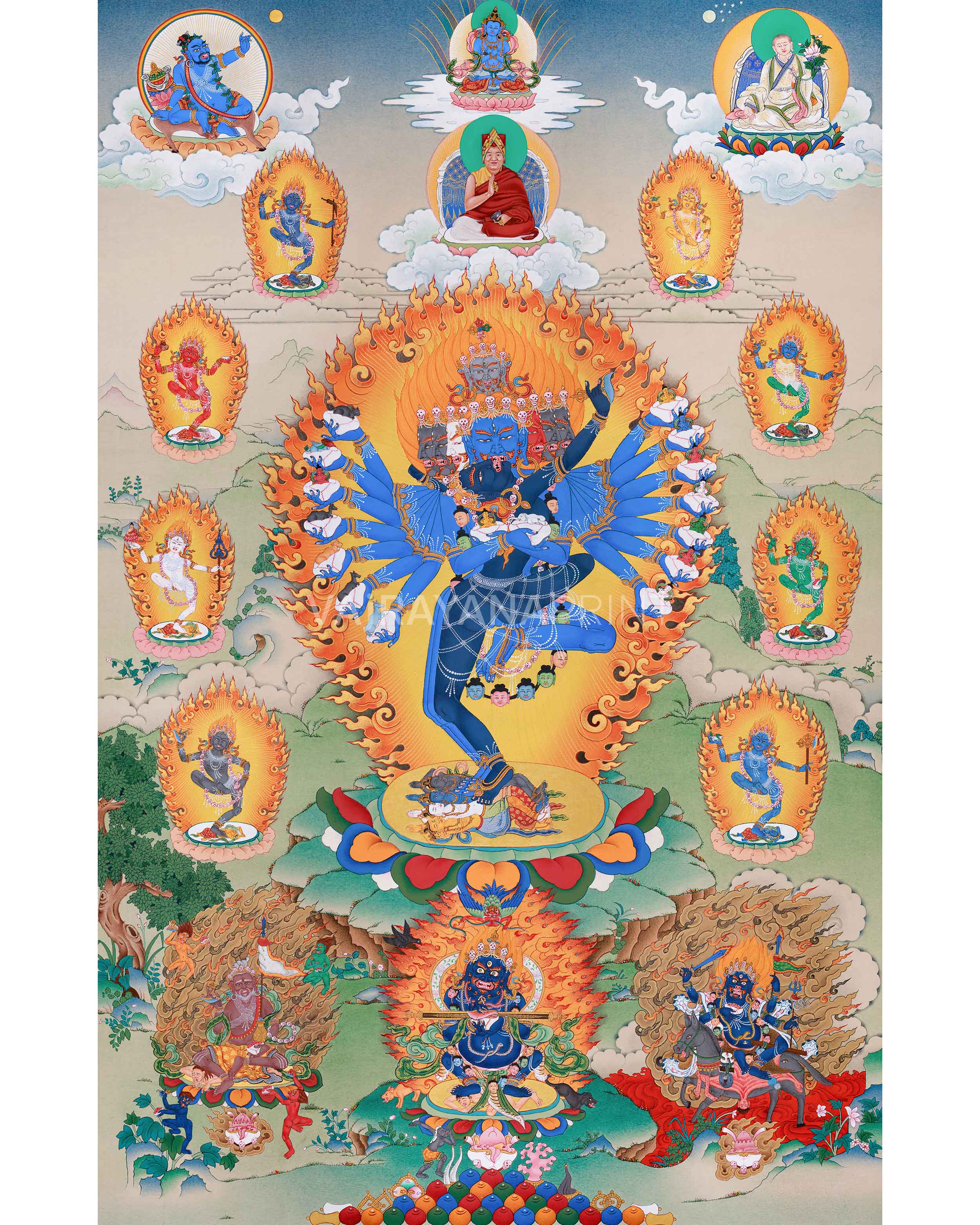 Wrathful Deity Hevajra Thangka Print