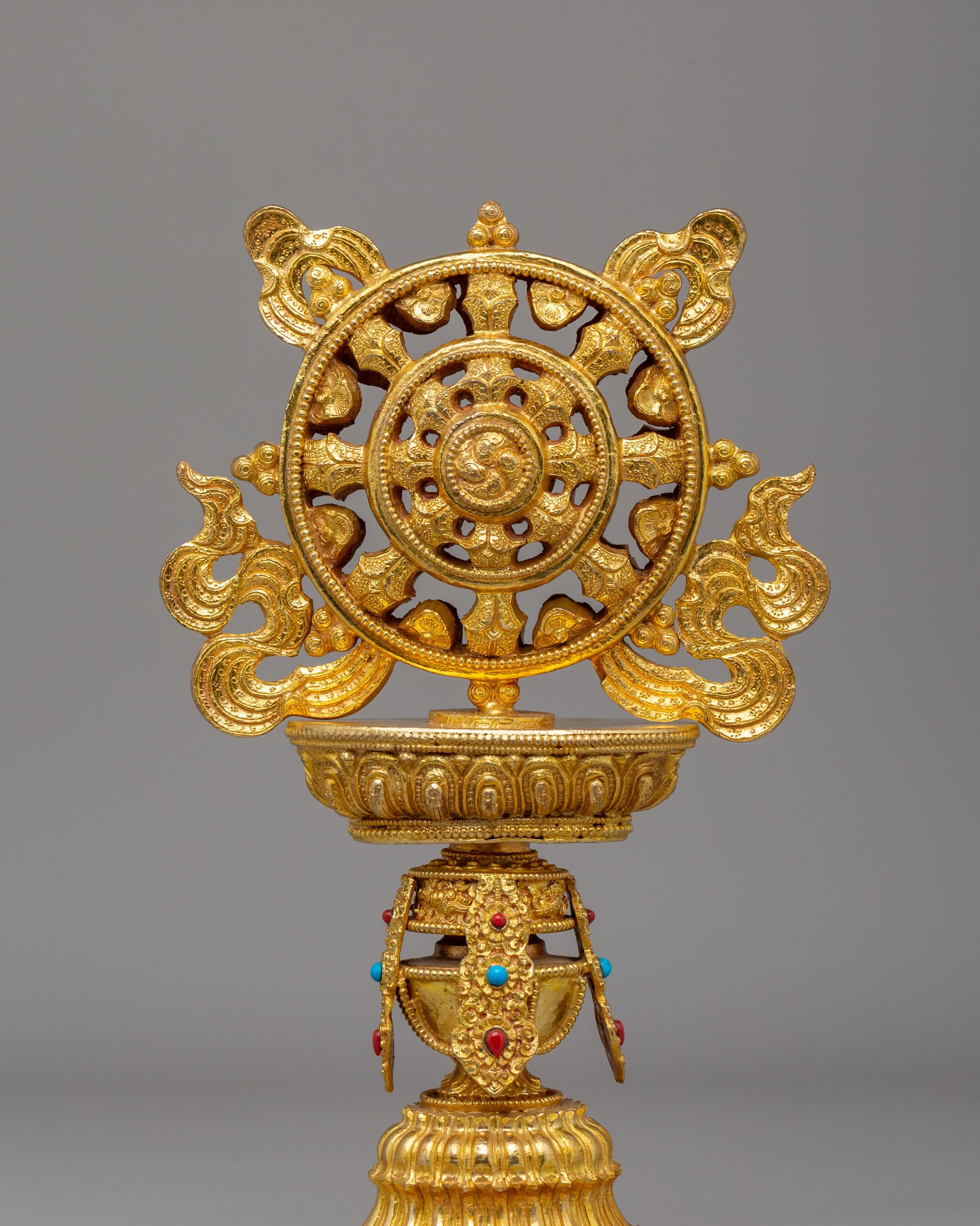 Sacred Dharma Wheel Sculpture | Symbol of Enlightenment