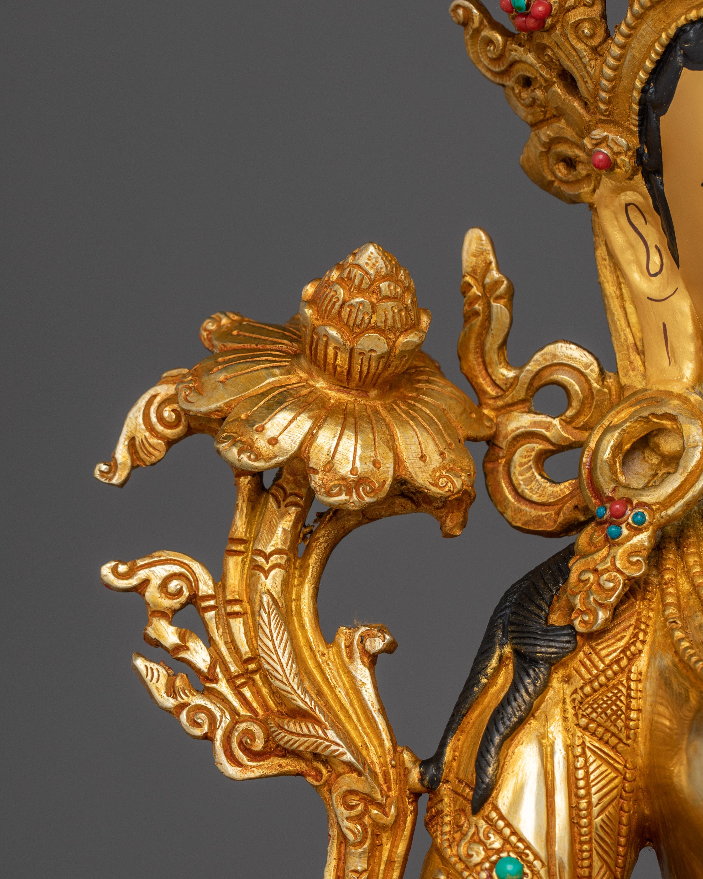 Handcrafted White Tara with Gemstones | Copper Sculpture of Healing & Longevity