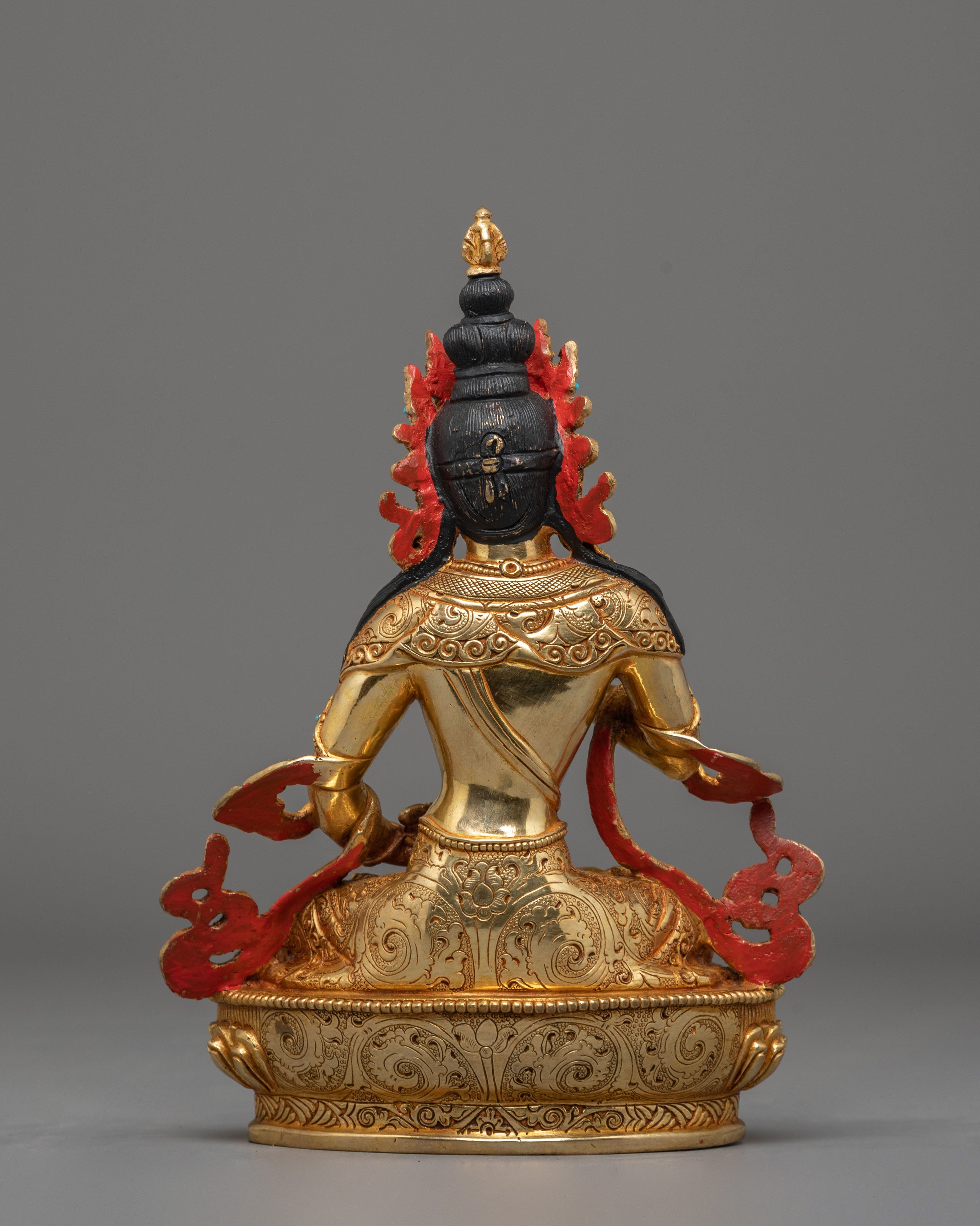 Vajrasattva Statue for Altar Decor | Gold Plated Copper Sculpture with Coral & Turquoise