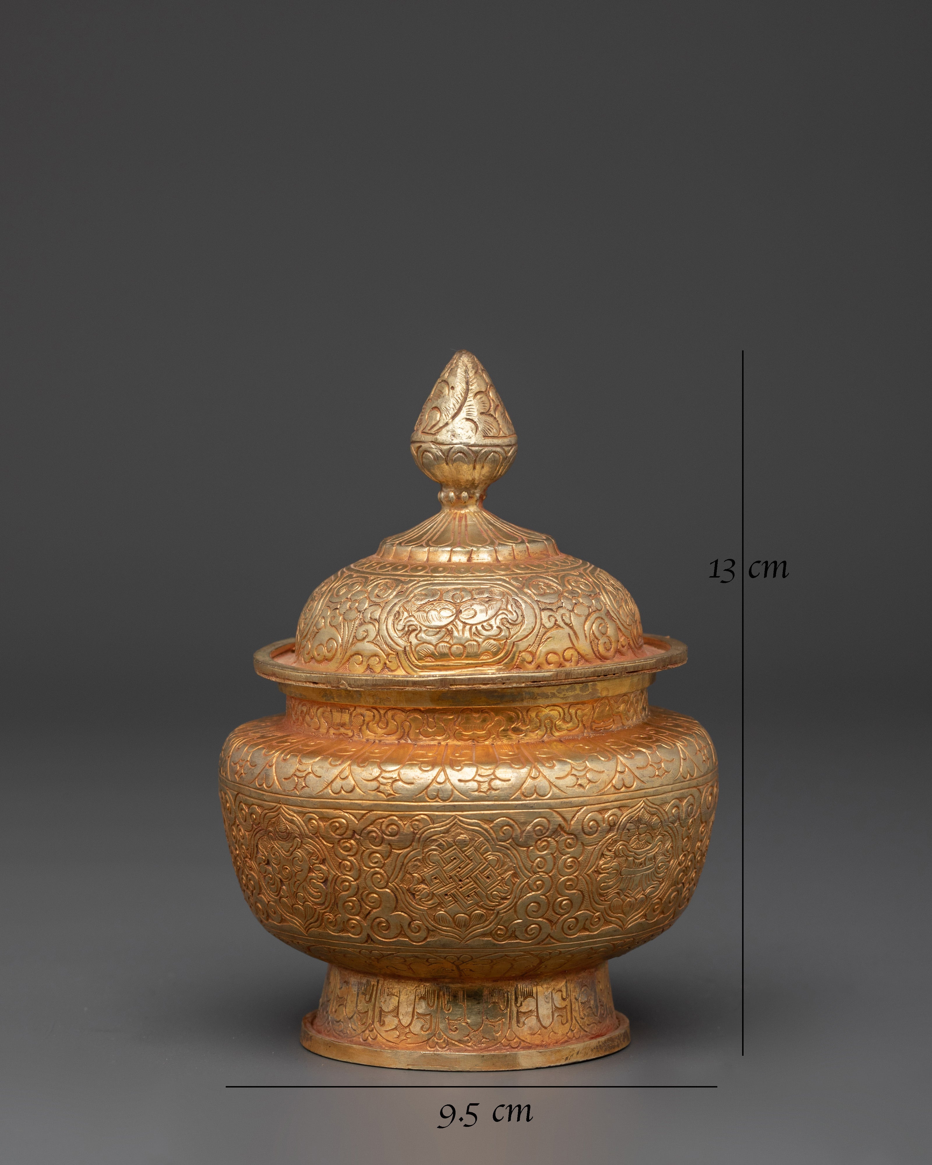 Buddhist rice offering pot | Tibetan Ritual Offering Pot for Buddhist Altar
