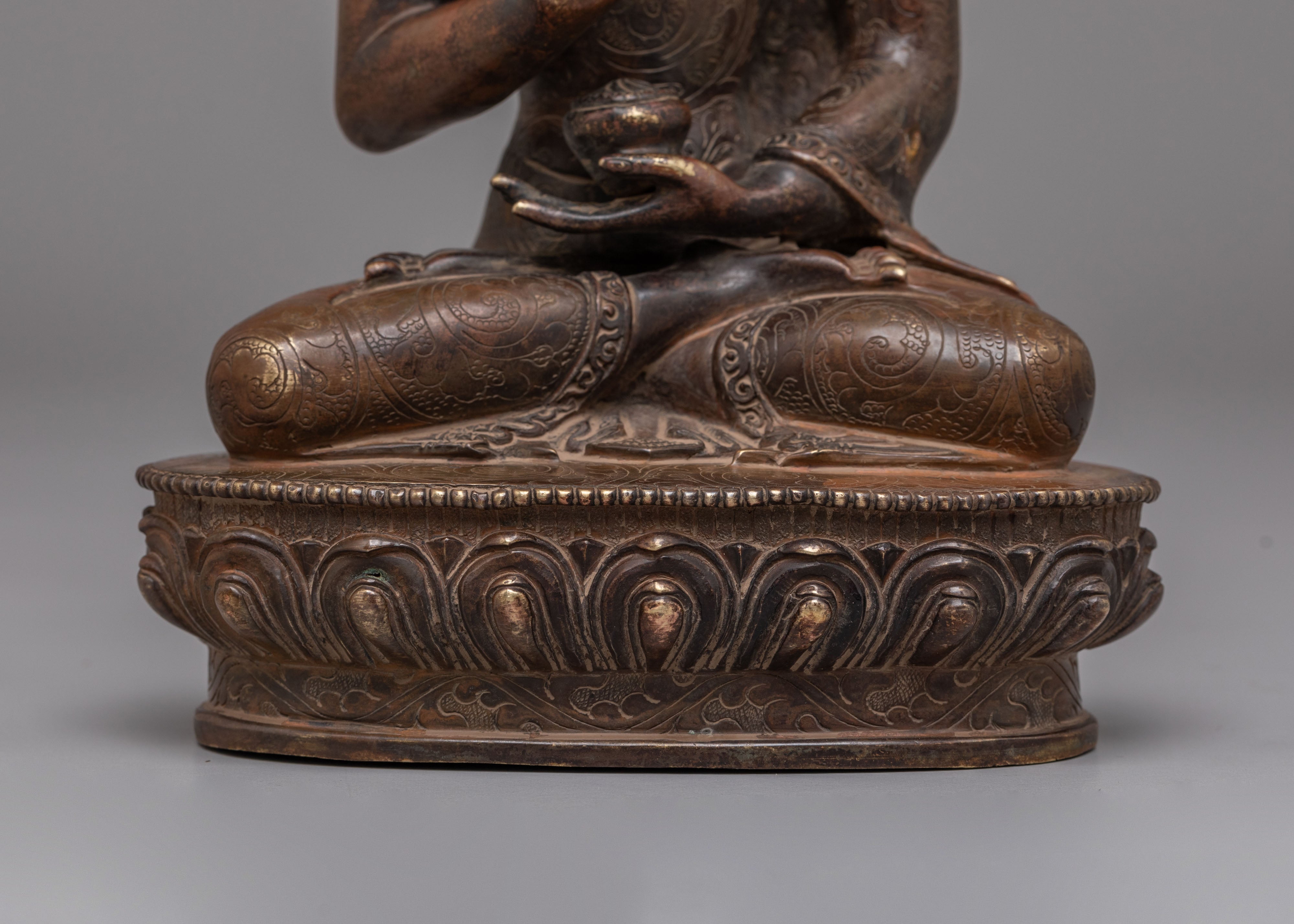 Amogasiddhi Buddha Deity Statue | Oxidized Copper Body
