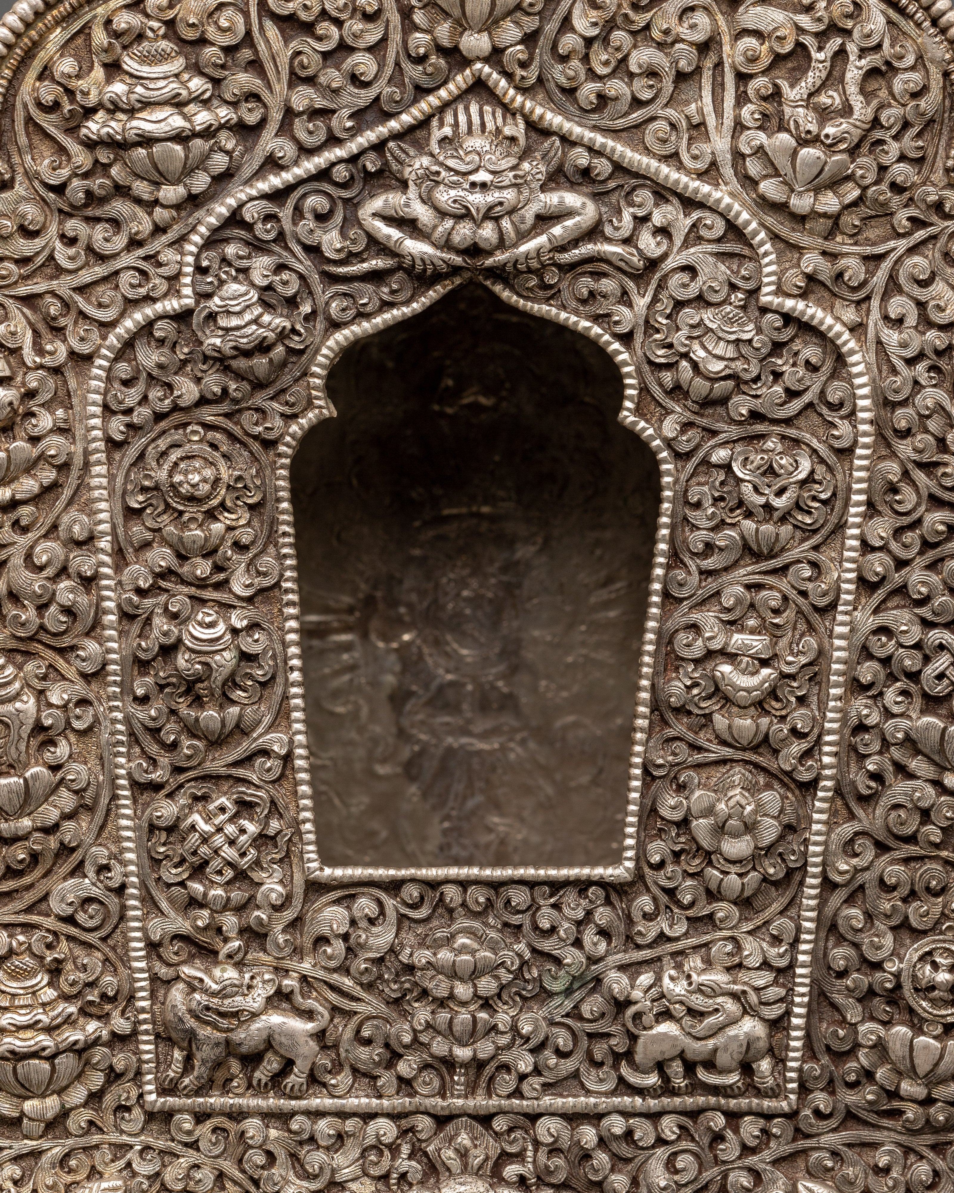 Silver Tibetan Ghau Box | Buddhist Amulet Shrine for Altar