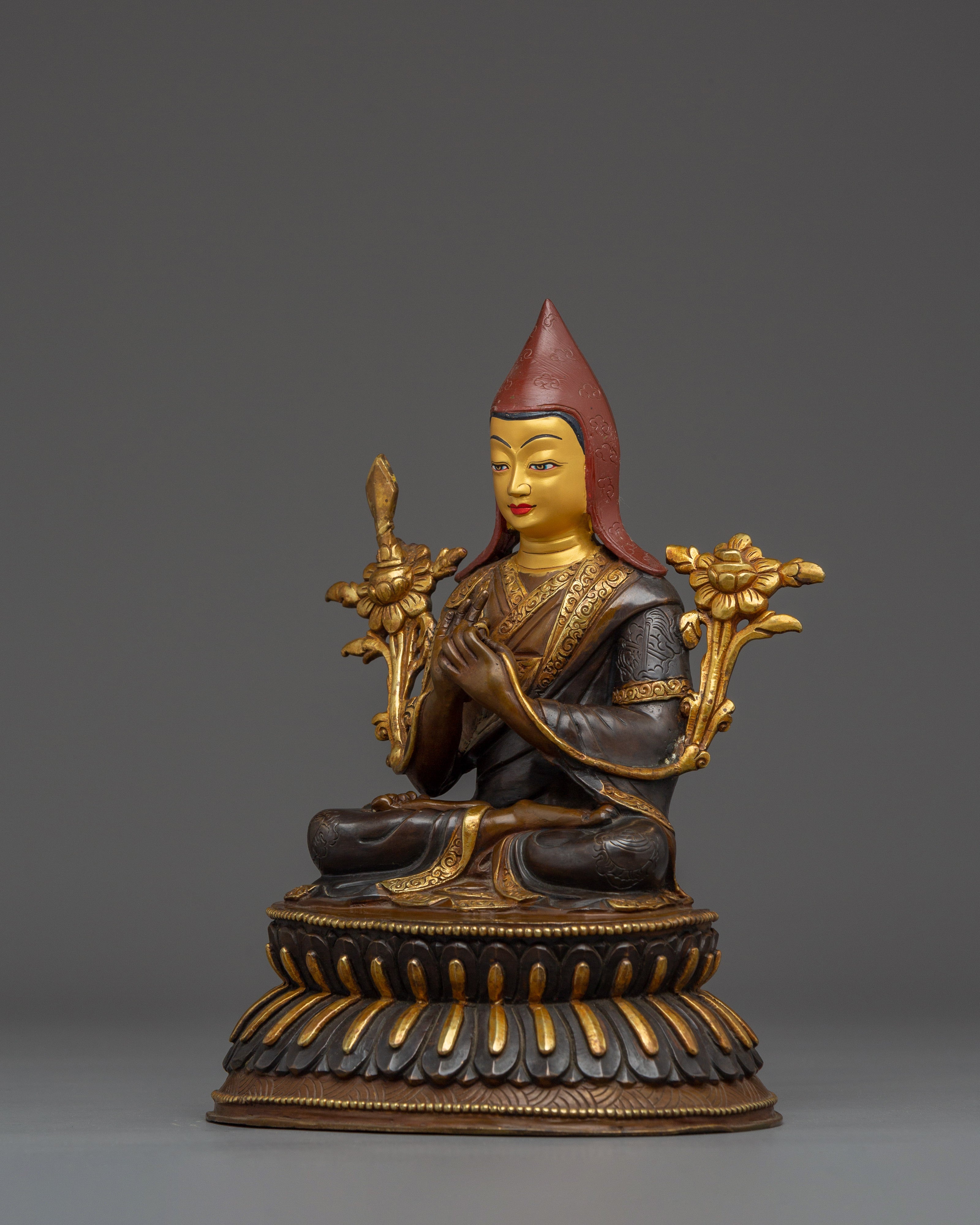 Handcrafted Tsongkhapa Statue | Tibetan Buddhist Sculpture for Meditation