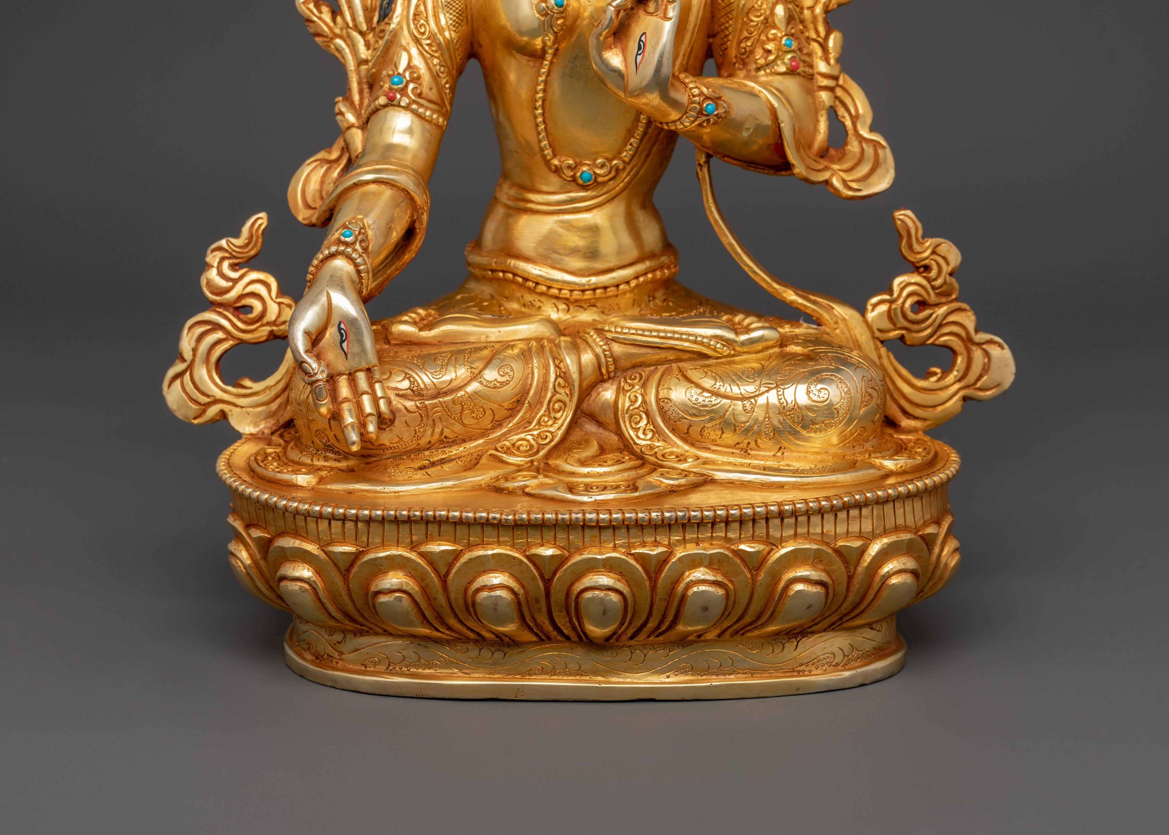 Handcrafted Copper Body White Tara Statue | Goddess of Compassion