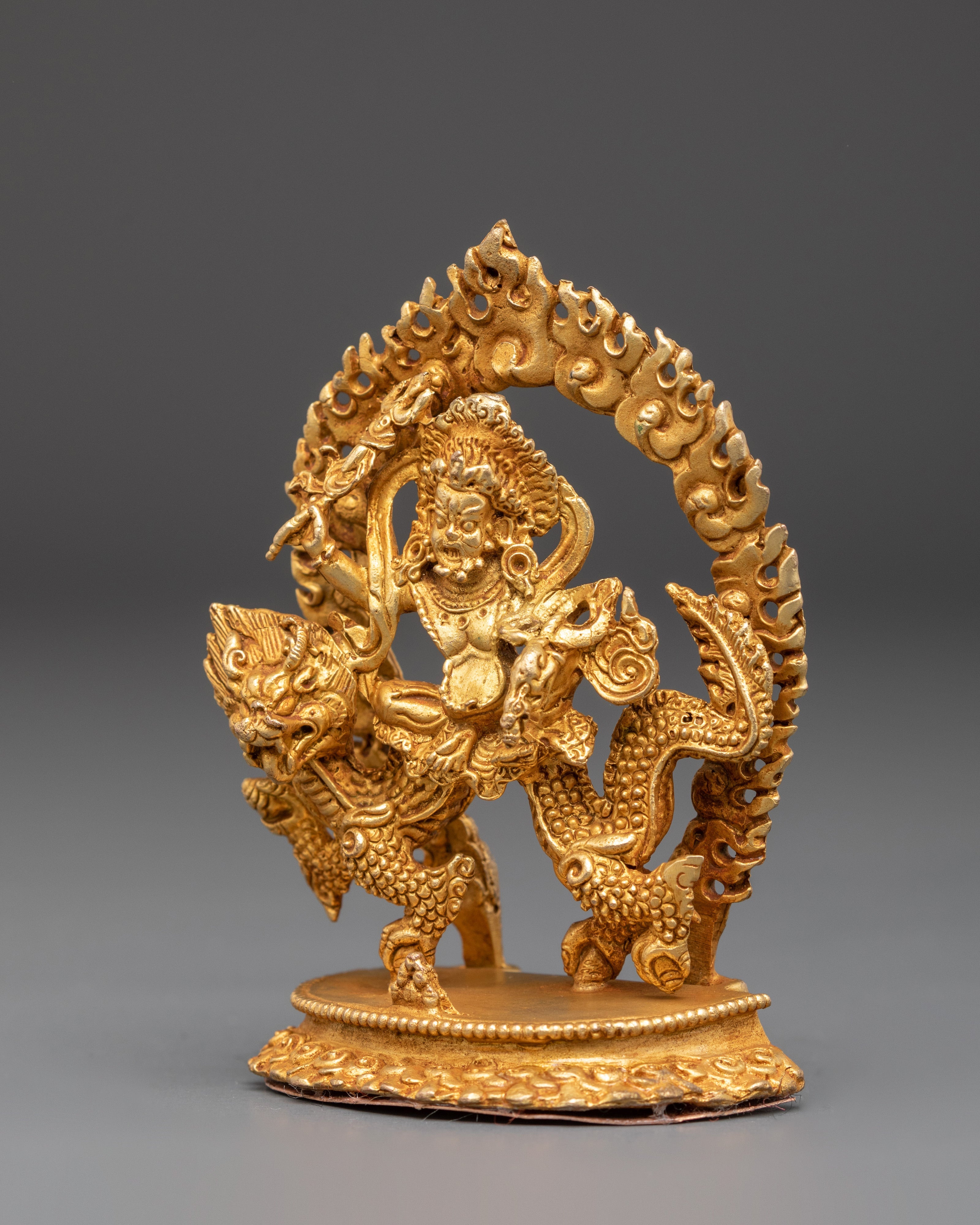 Sacred Abundance Icon White Dzambhala Statue | Gold Plated Copper Art