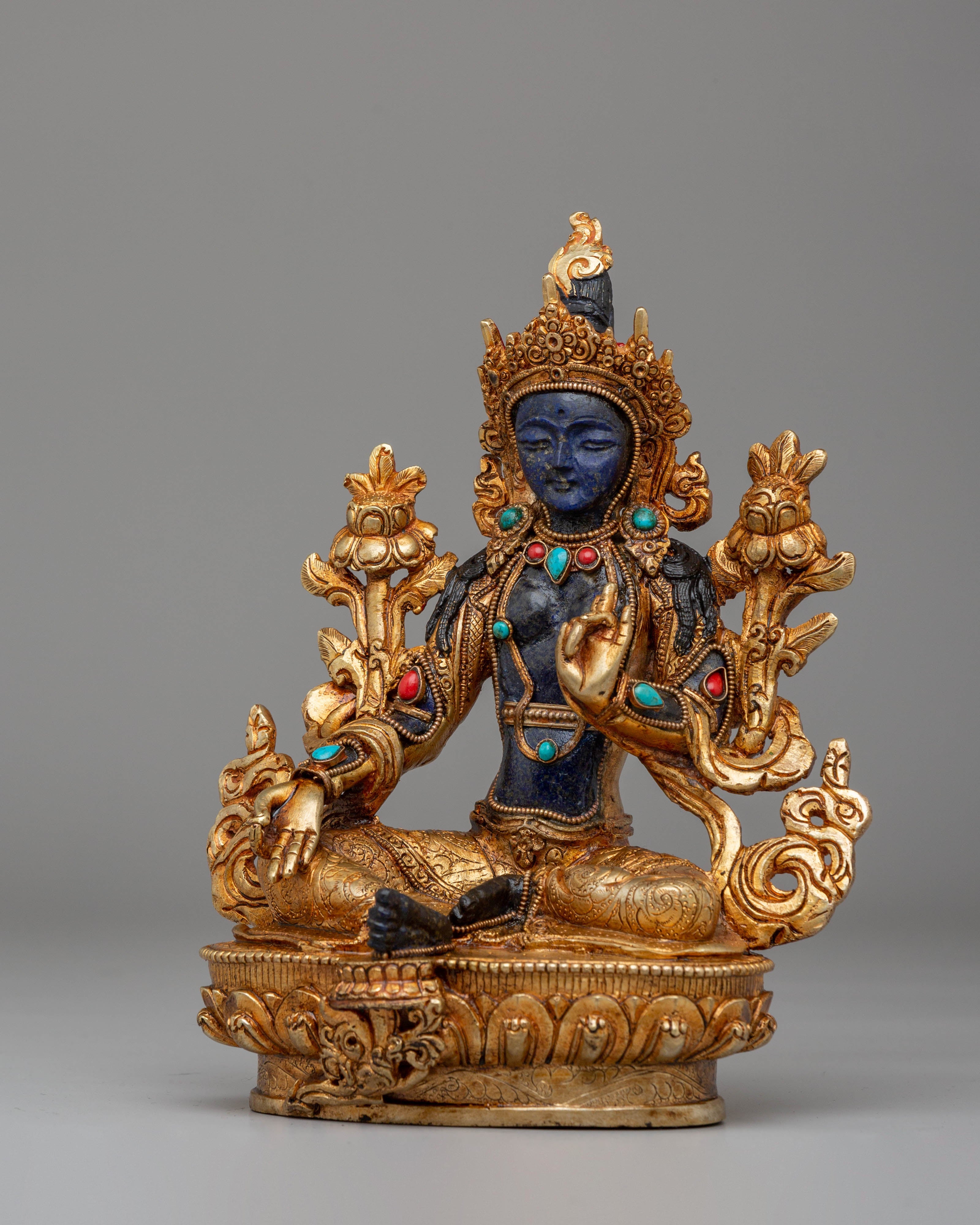 Green Tara Statue : Female Deity of Love and Compassion