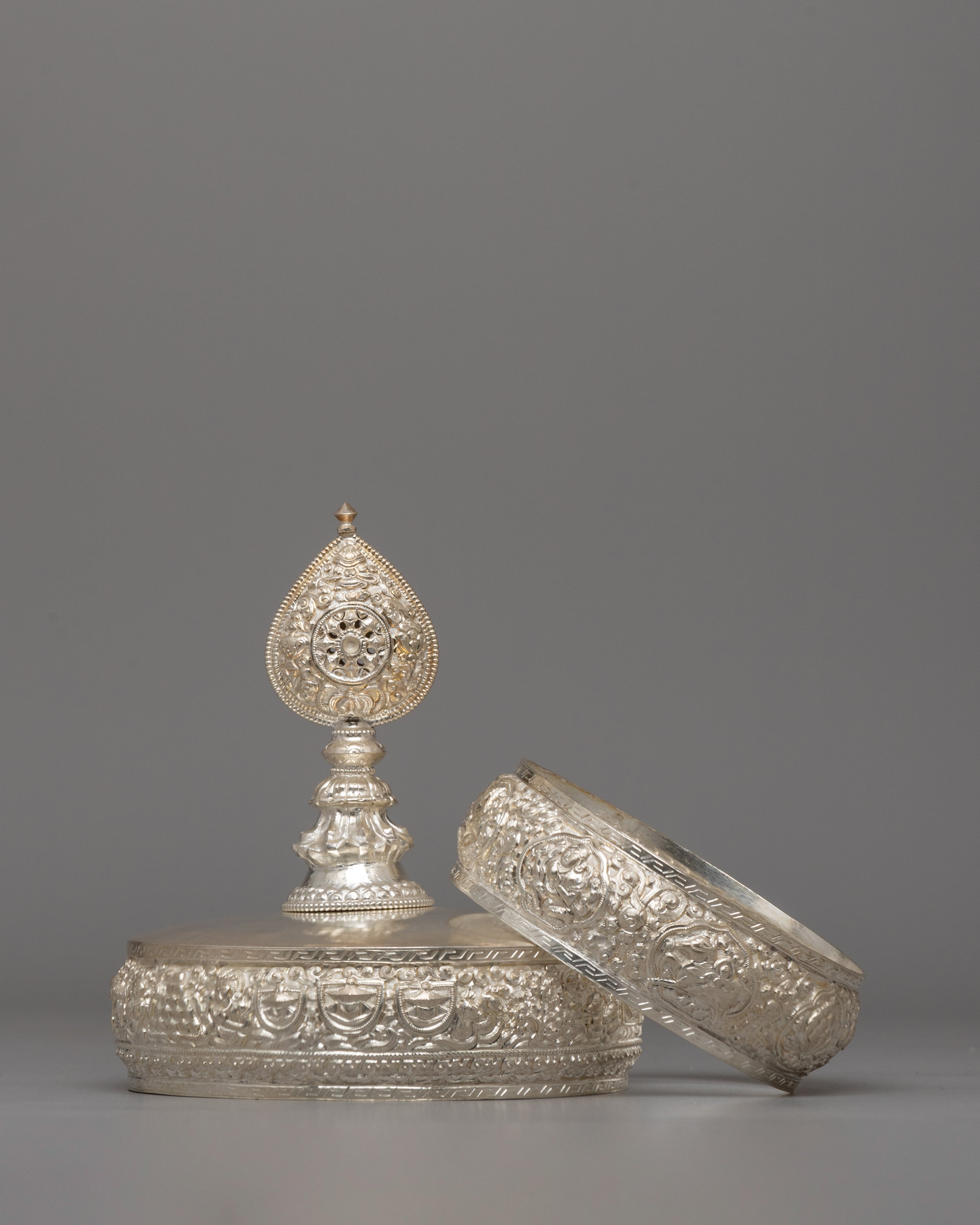 Buddhist Ritual Silver-Plated Mandala : Symbol of Spirituality and Craftsmanship | Buddhist Ritual Artifact