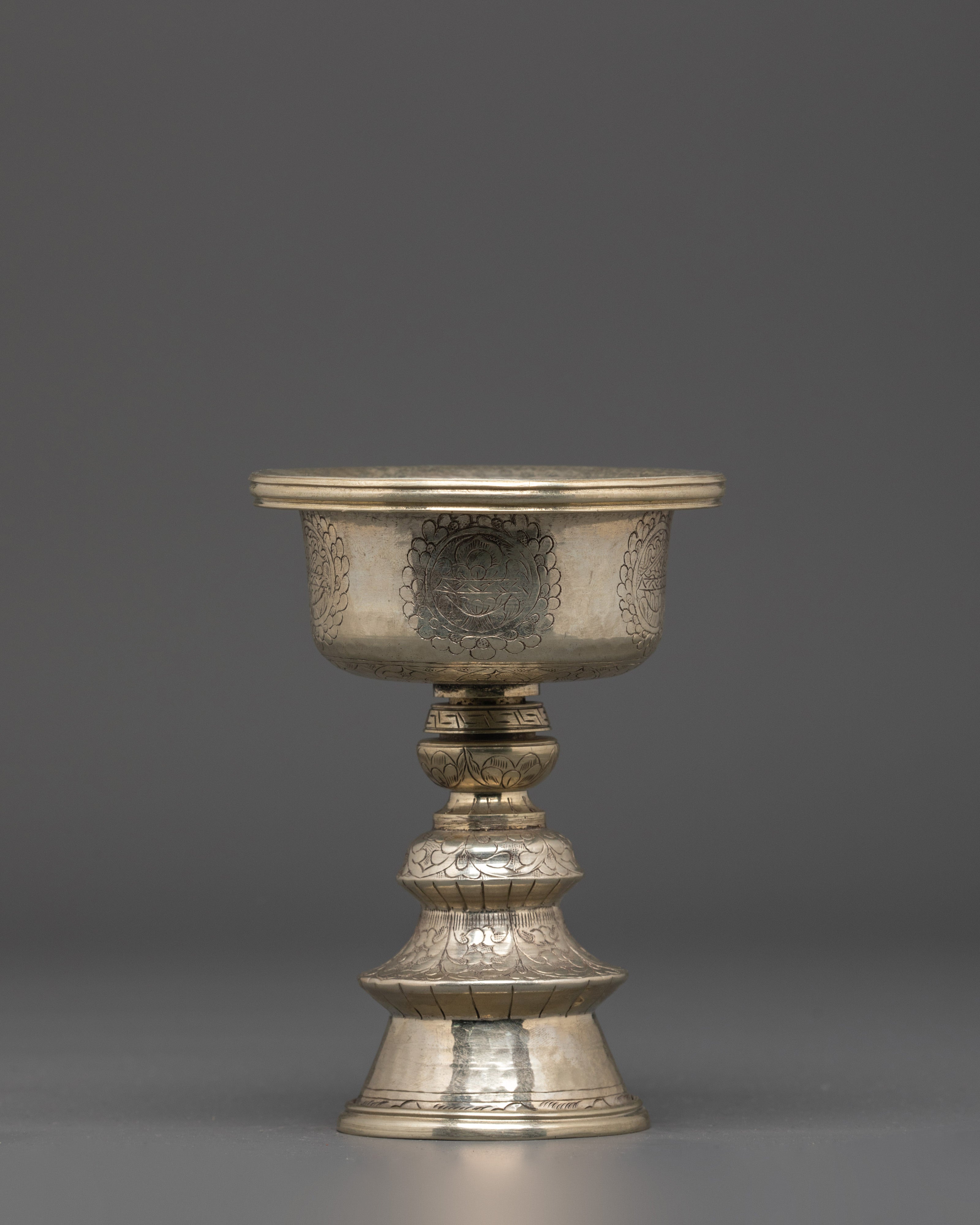 White Metal Butter Lamp | Peaceful Illumination