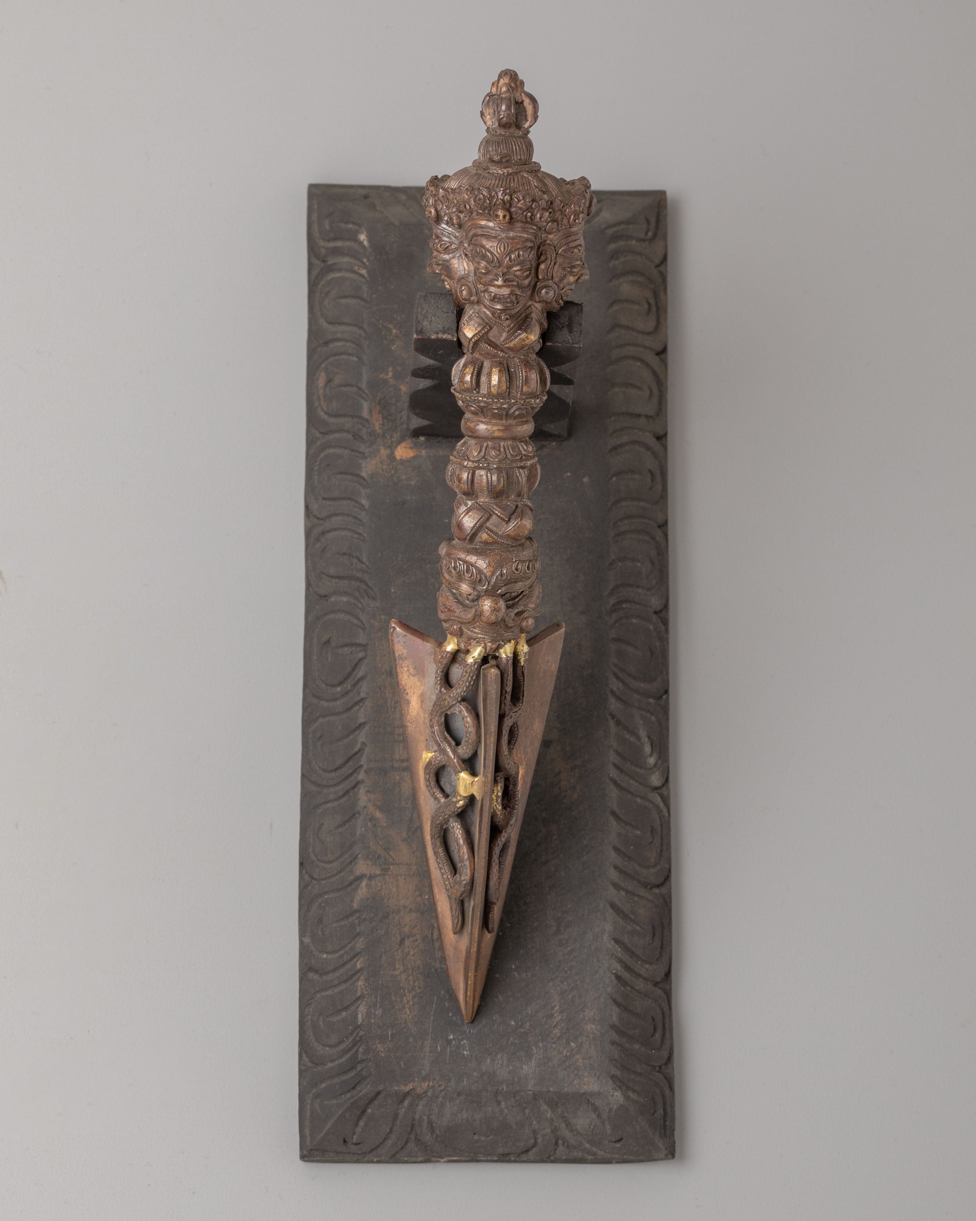Ritual Phurba Dagger With Stand | Sacred Vajrayana Ceremonial Blade