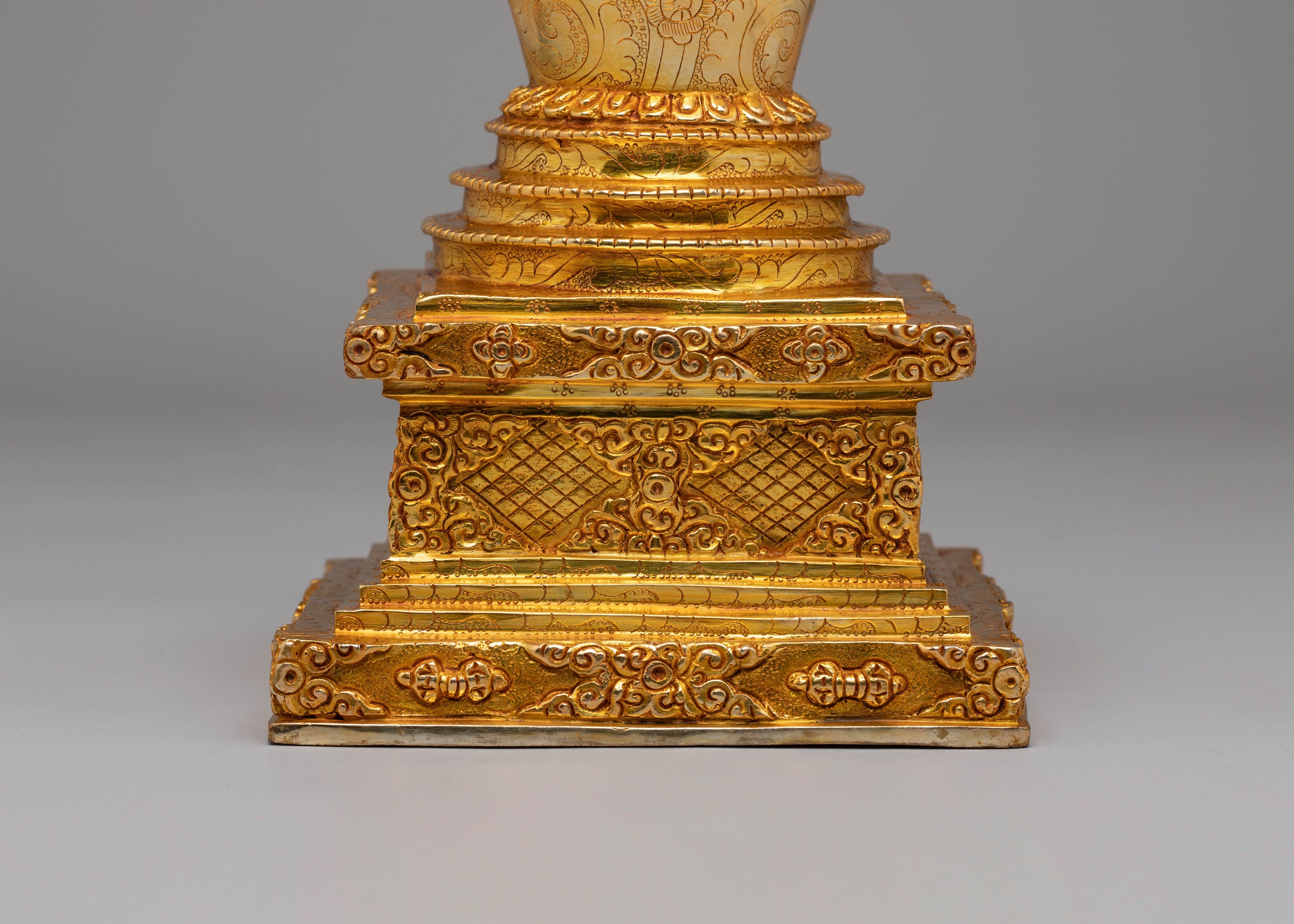 Buddhist Handcrafted Stupa for Rituals | Sacred Tibetan Stupa Art