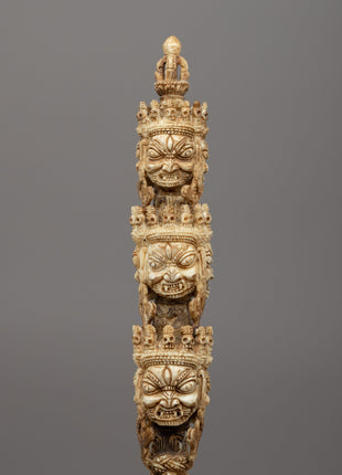 Handcarved Nine Face Phurba | A Sacred Tibetan Buffalo Bone Ritual Dagger