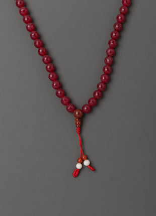 Mala with Artificial Ruby Stone | Meditation Necklace for Wisdom