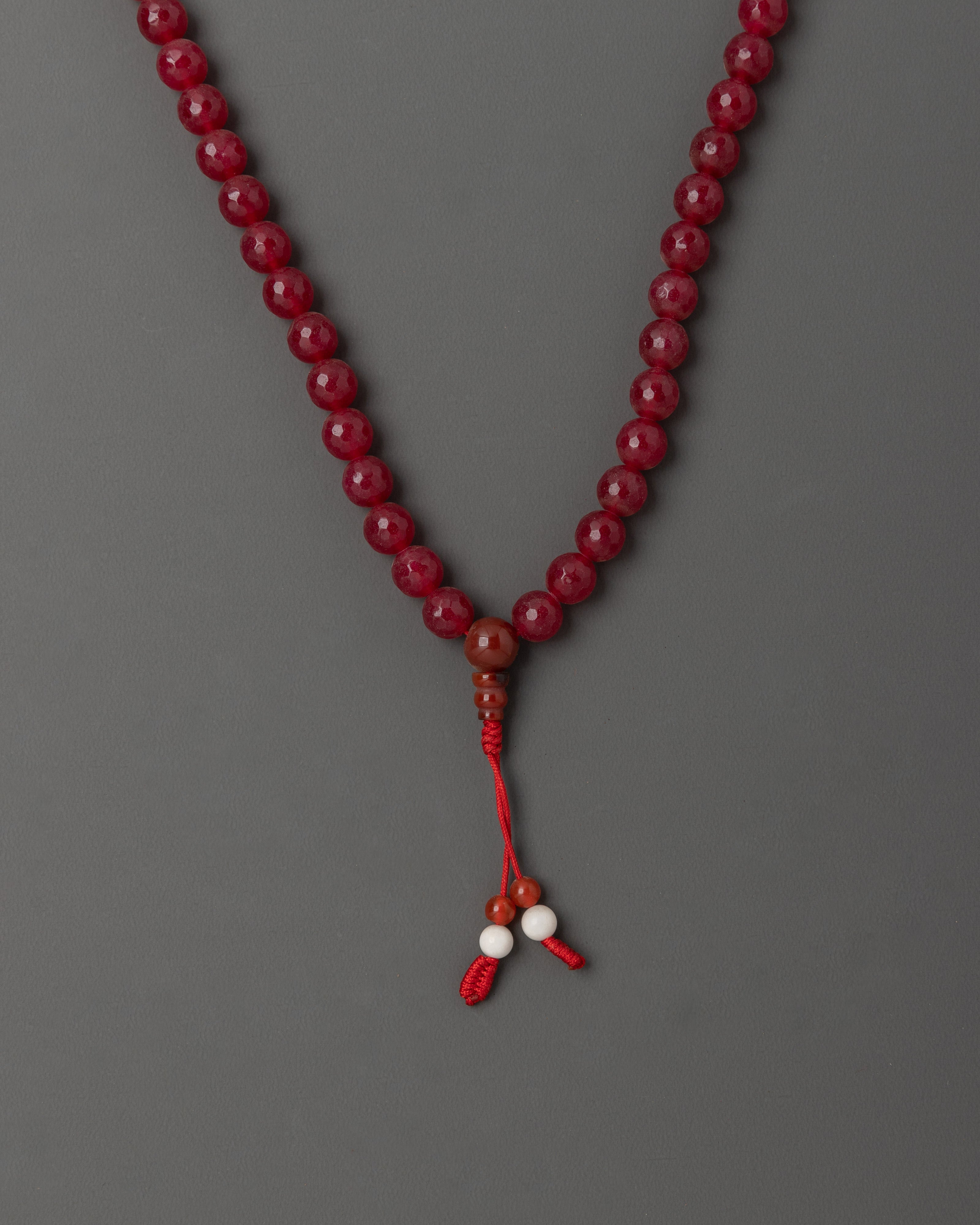 Mala with Artificial Ruby Stone | Meditation Necklace for Wisdom