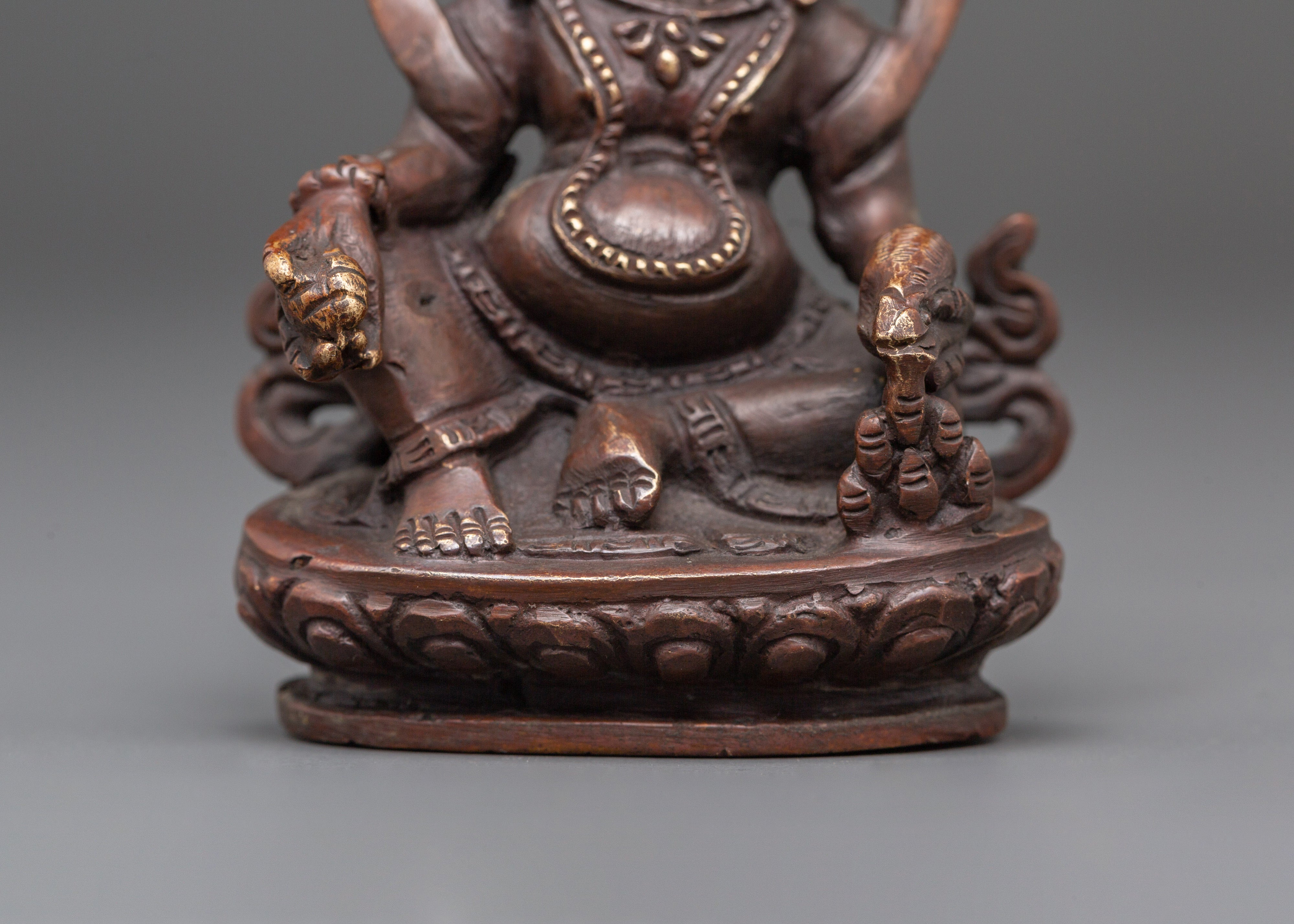 Handmade Statue of Buddhist Kubera | Oxidized Copper Wealth Deity Idol