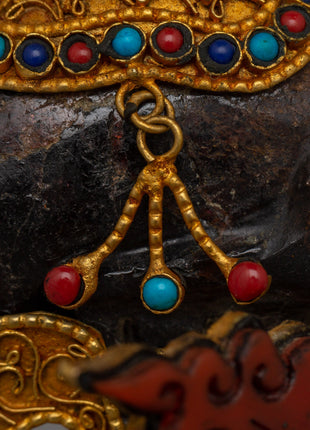 Crystal Skull Head for Spiritual Home Decor | Copper Body with Coral and Turquoise, Spiritual Home Decor