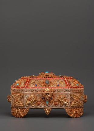 Tibetan Treasure Box with Coral