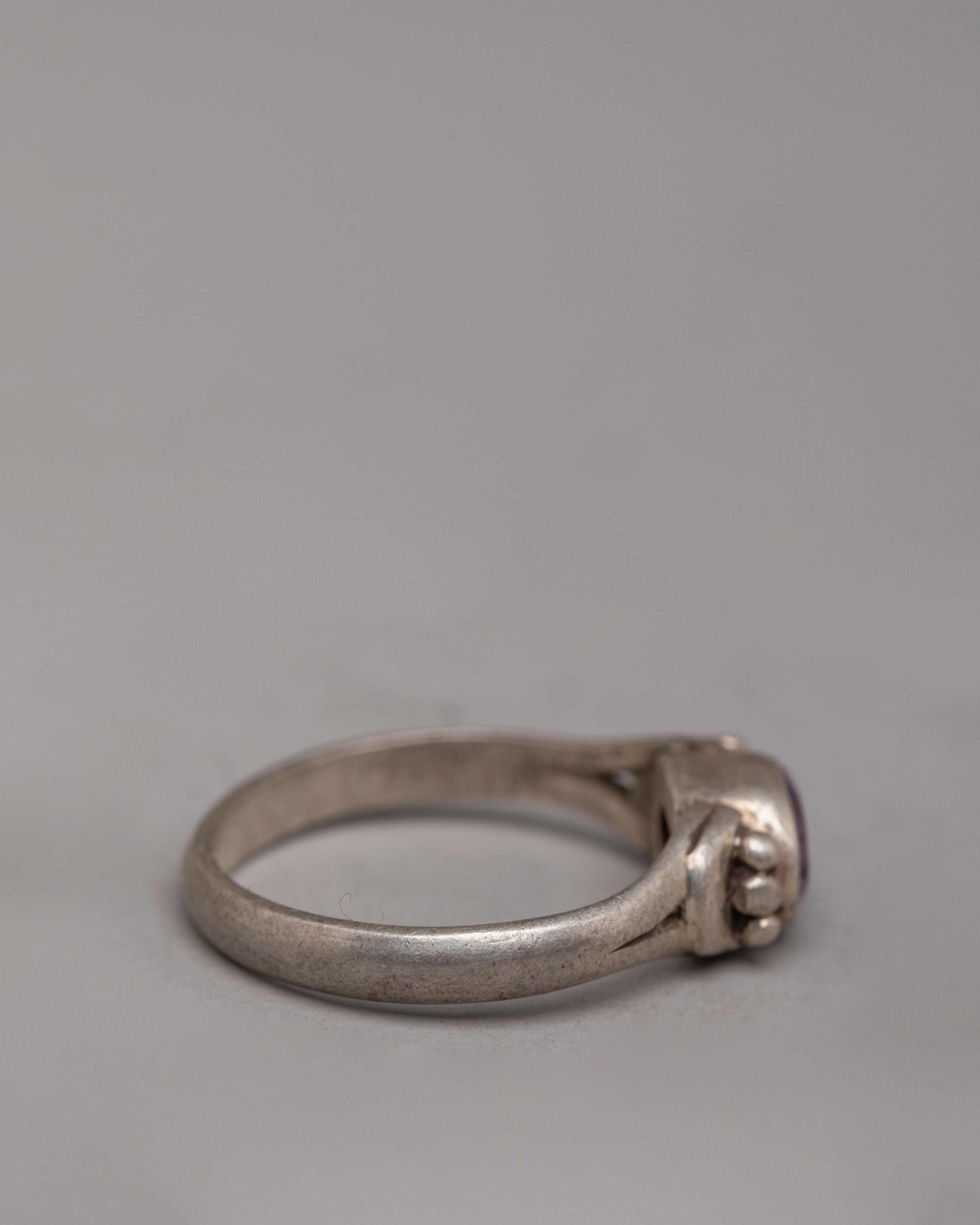 Natural Stone Zircon Ring | Artisan Silver Ring