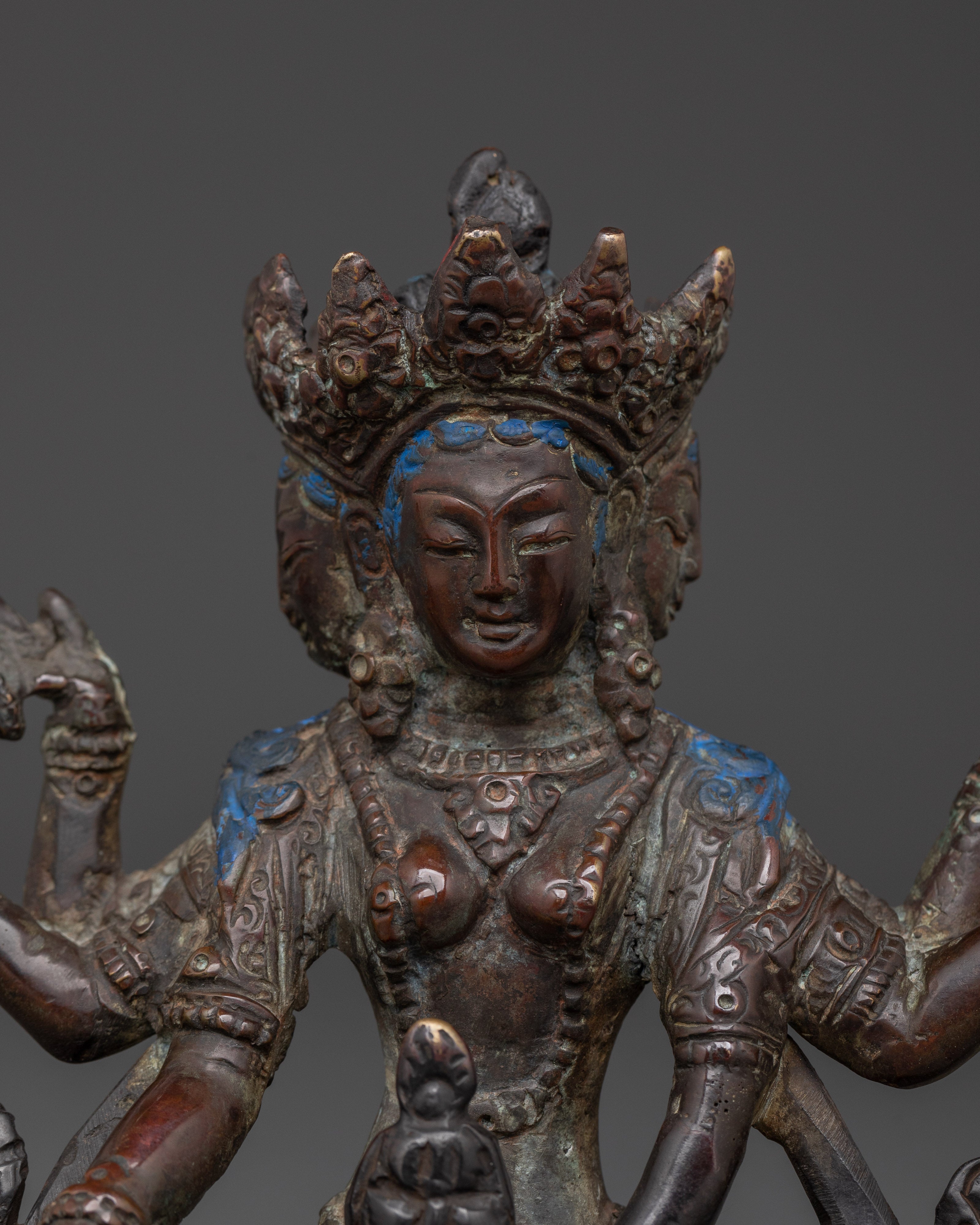 Handcrafted Tibetan Vashudhara Deity Statue | Oxidized Copper Goddess Sculpture