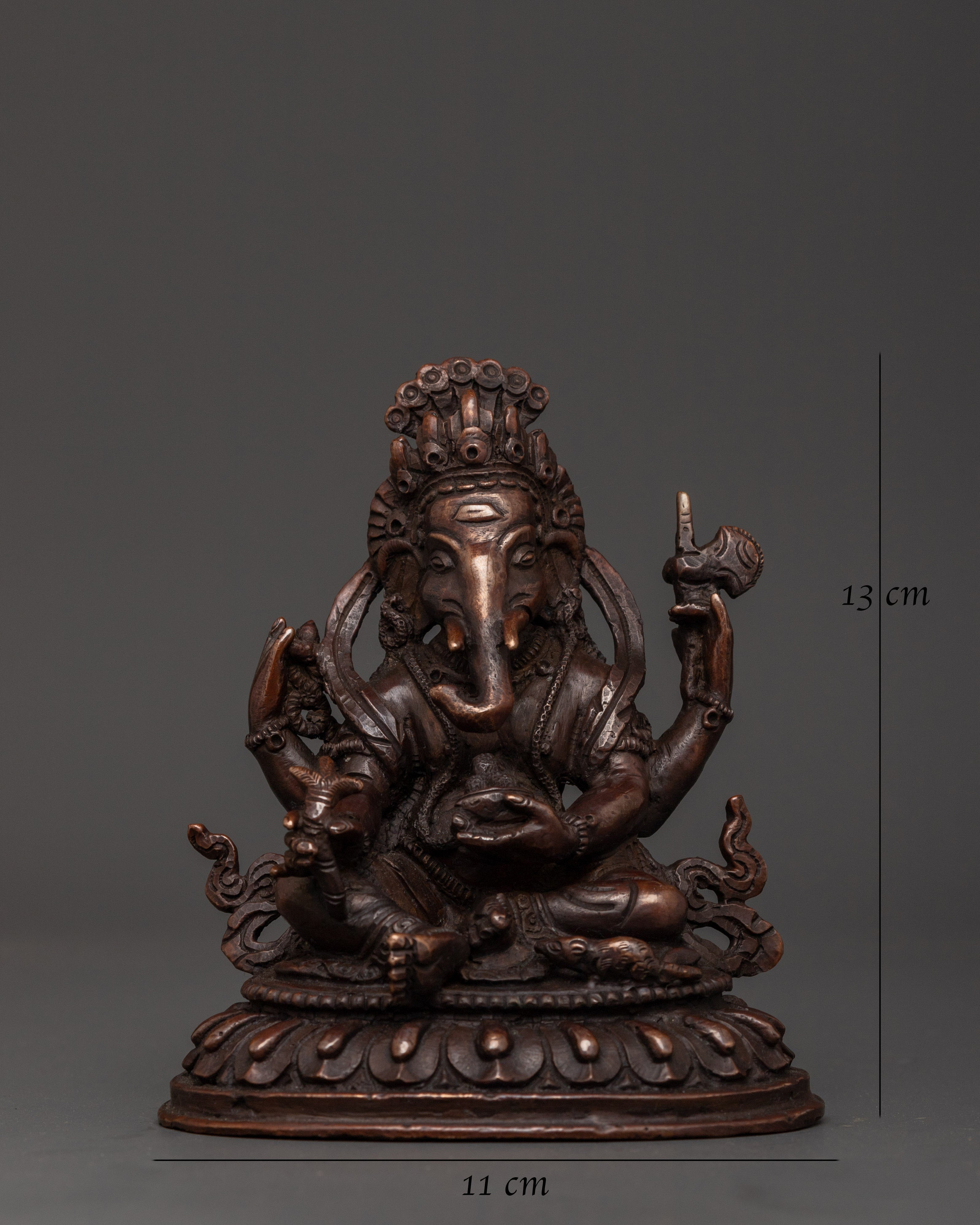 Lord Ganesh Oxidized Copper Hindu Deity Sculpture | Remover of Obstacles, Prosperity and Wisdom Symbol