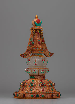 Copper Crystal Stupa | Sacred Buddhist Symbol