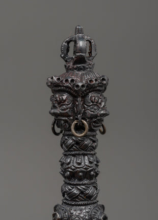 Tibetan Tantric Iron Phurba Dagger | Vajrakilaya Ritual Dagger for Protection
