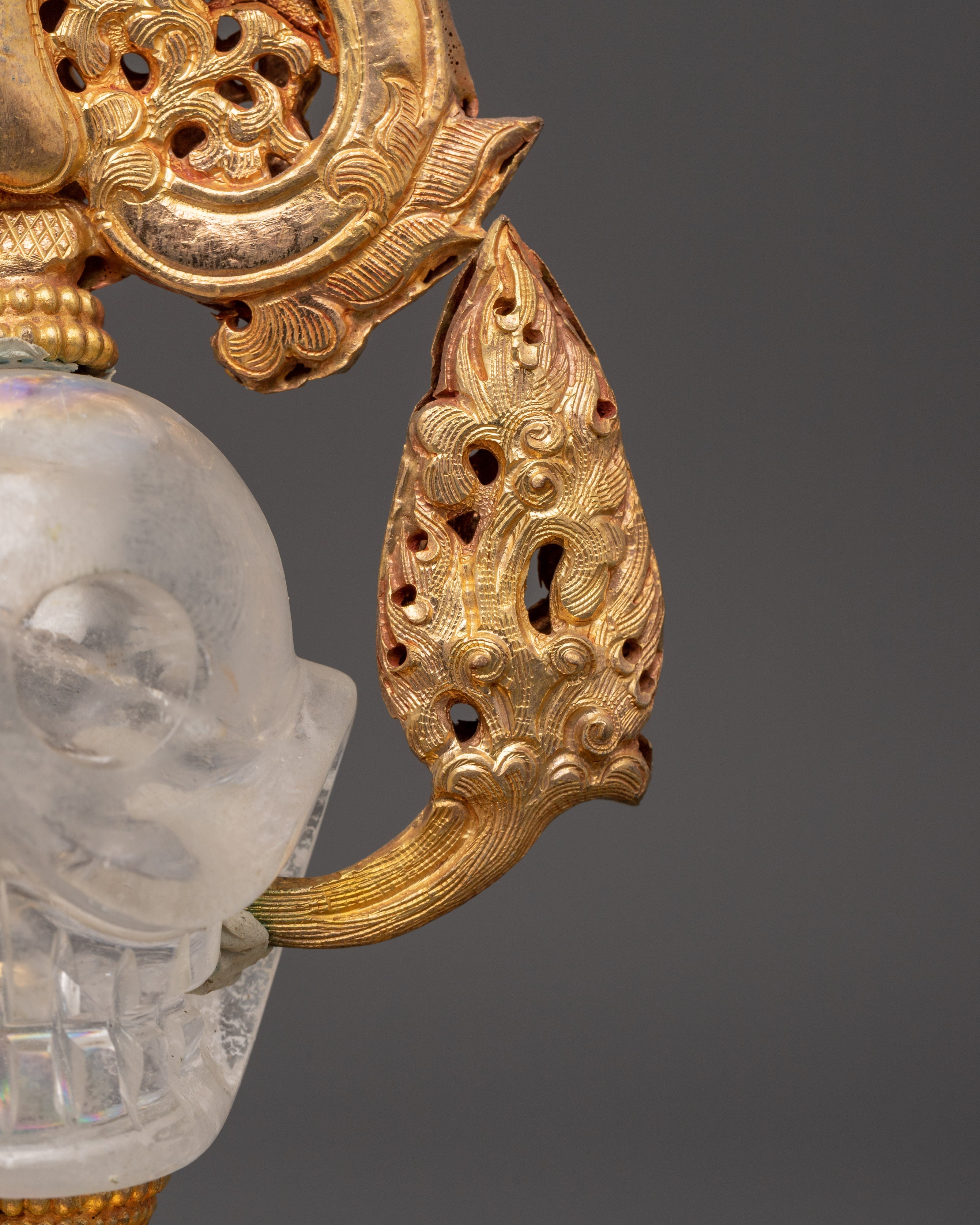 Skull Head Decor Item | Crystal, Copper & Gold Plated Unique Artwork