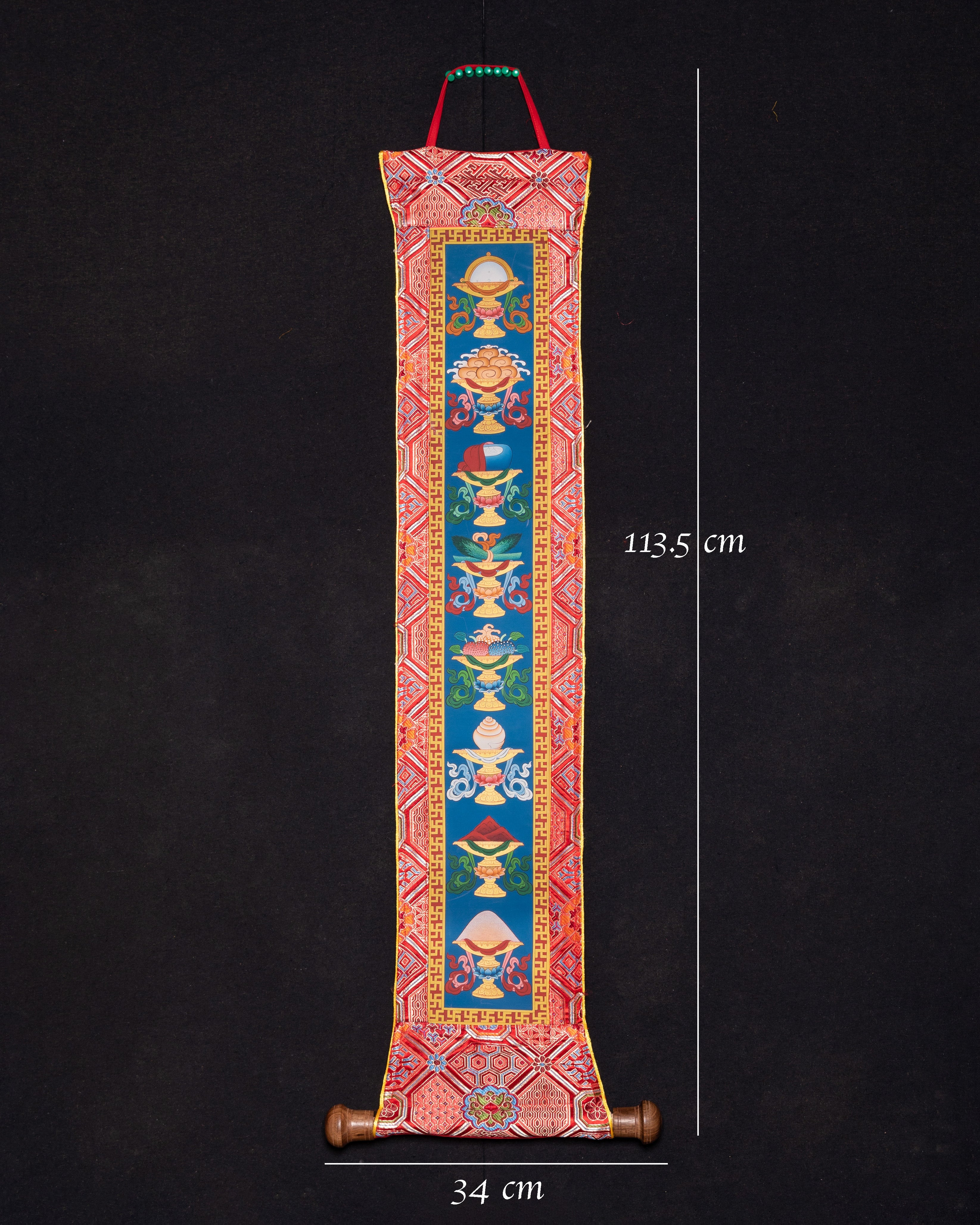Tibetan Brocade with Eight Auspicious Symbols for Altars and Spiritual Spaces
