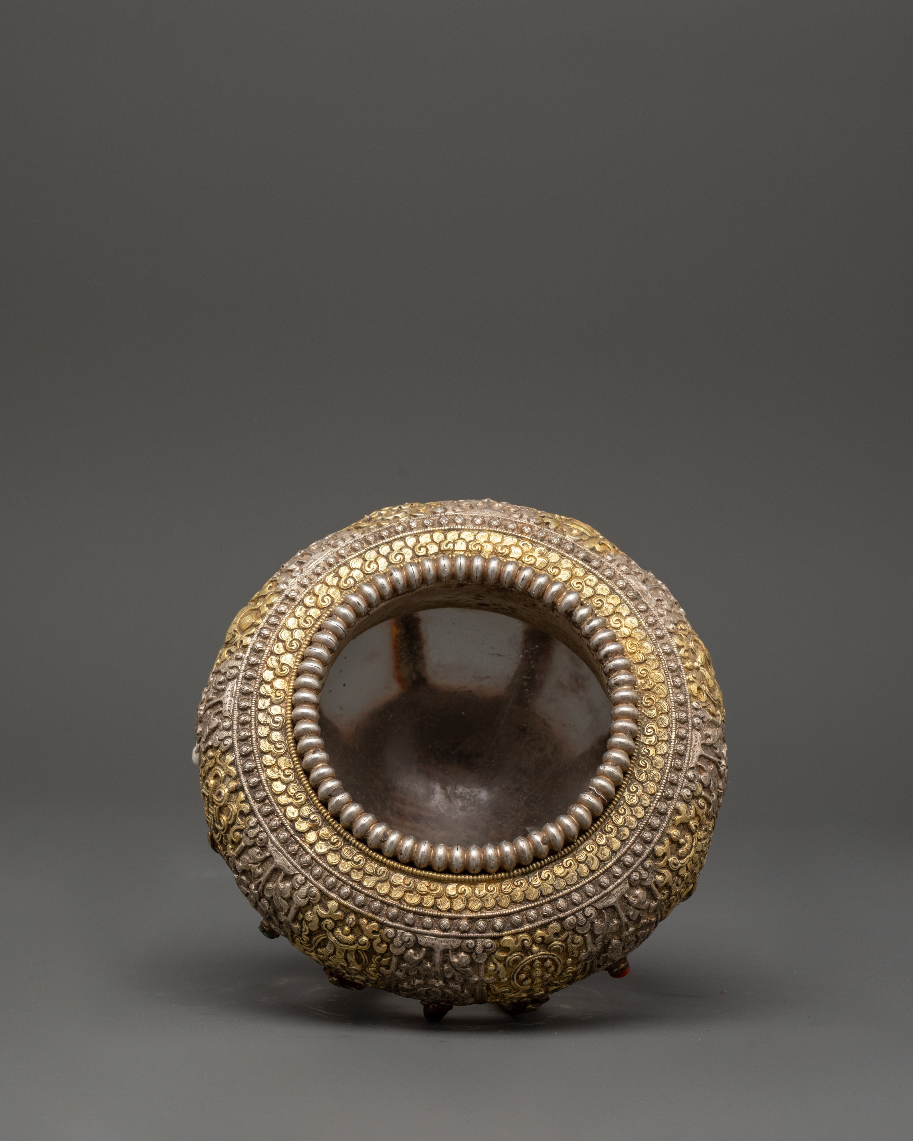 Gold-Plated Tibetan Golpa | Crystal Body with Sacred Stones