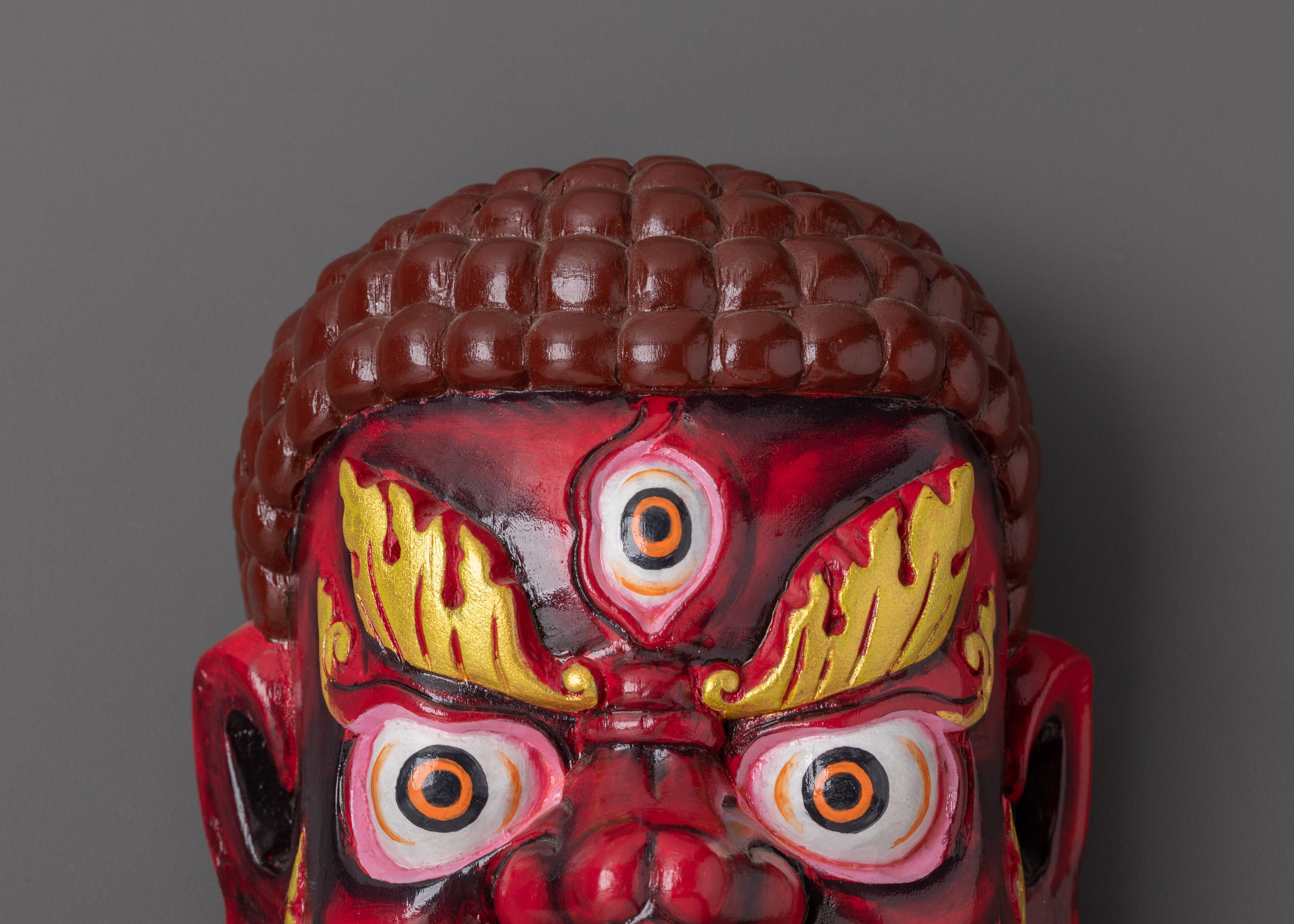 Handcrafted Dorje Drolo Mask | Wooden Tibetan Ritual Mask