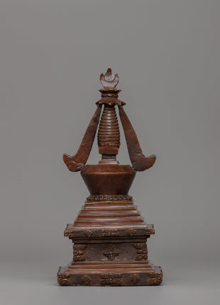 Traditionally Handcarved Stupa for Decor | A Sacred Buddhist Symbol of Enlightenment