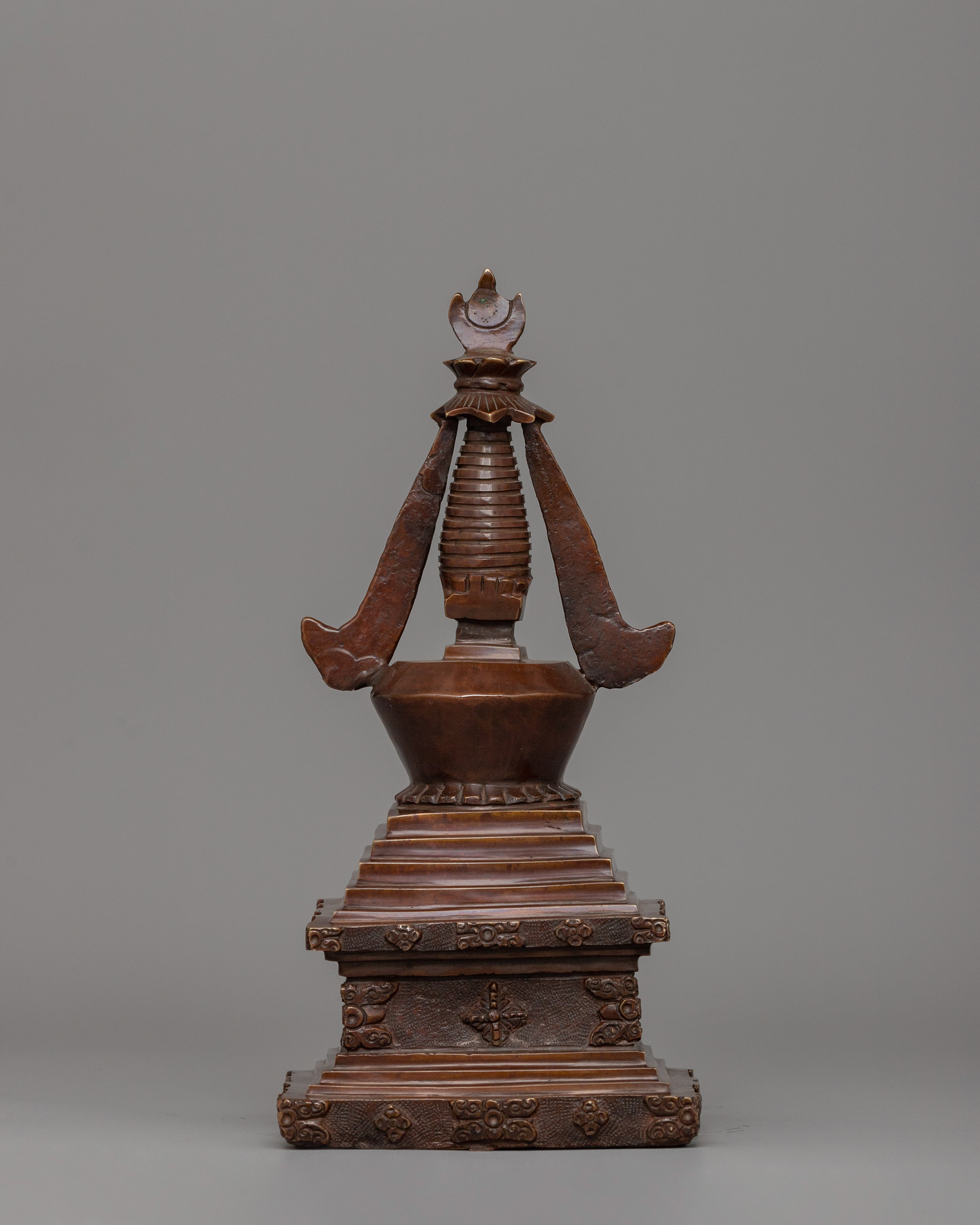Traditionally Handcarved Stupa for Decor | A Sacred Buddhist Symbol of Enlightenment