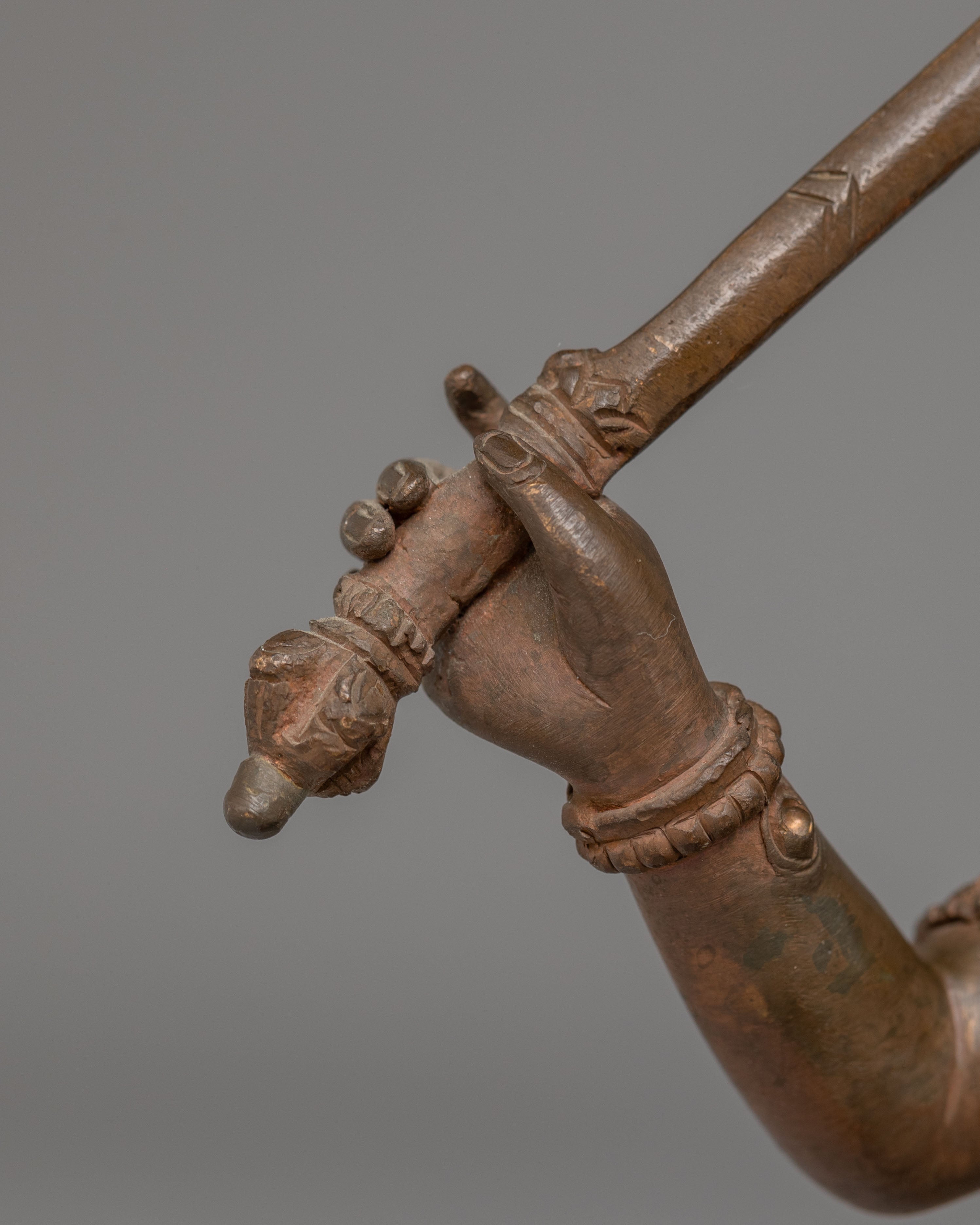 Sacred Wisdom Symbol Manjushri Statue | Tibetan Manjushri Oxidized Copper Art