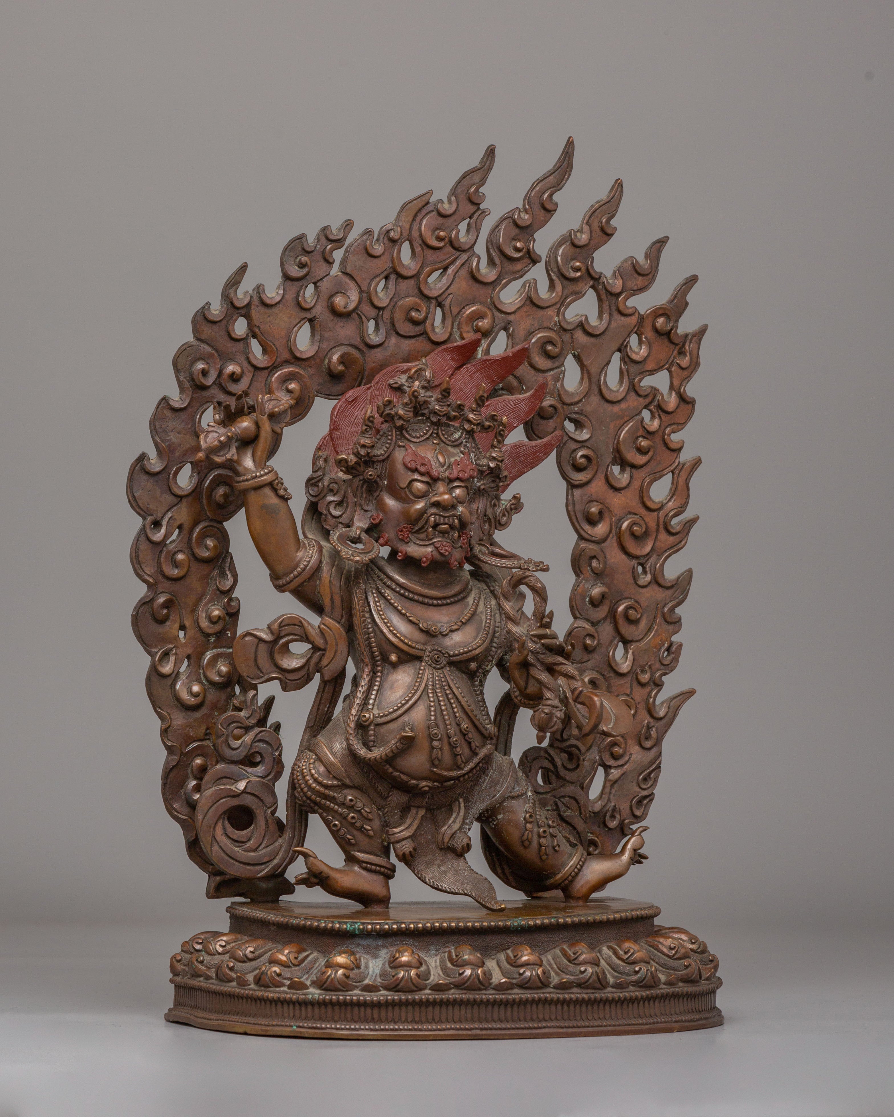 Sacred Himalayan Vajrapani Meditation Statue | Handcrafted Oxidized Copper Vajrapani