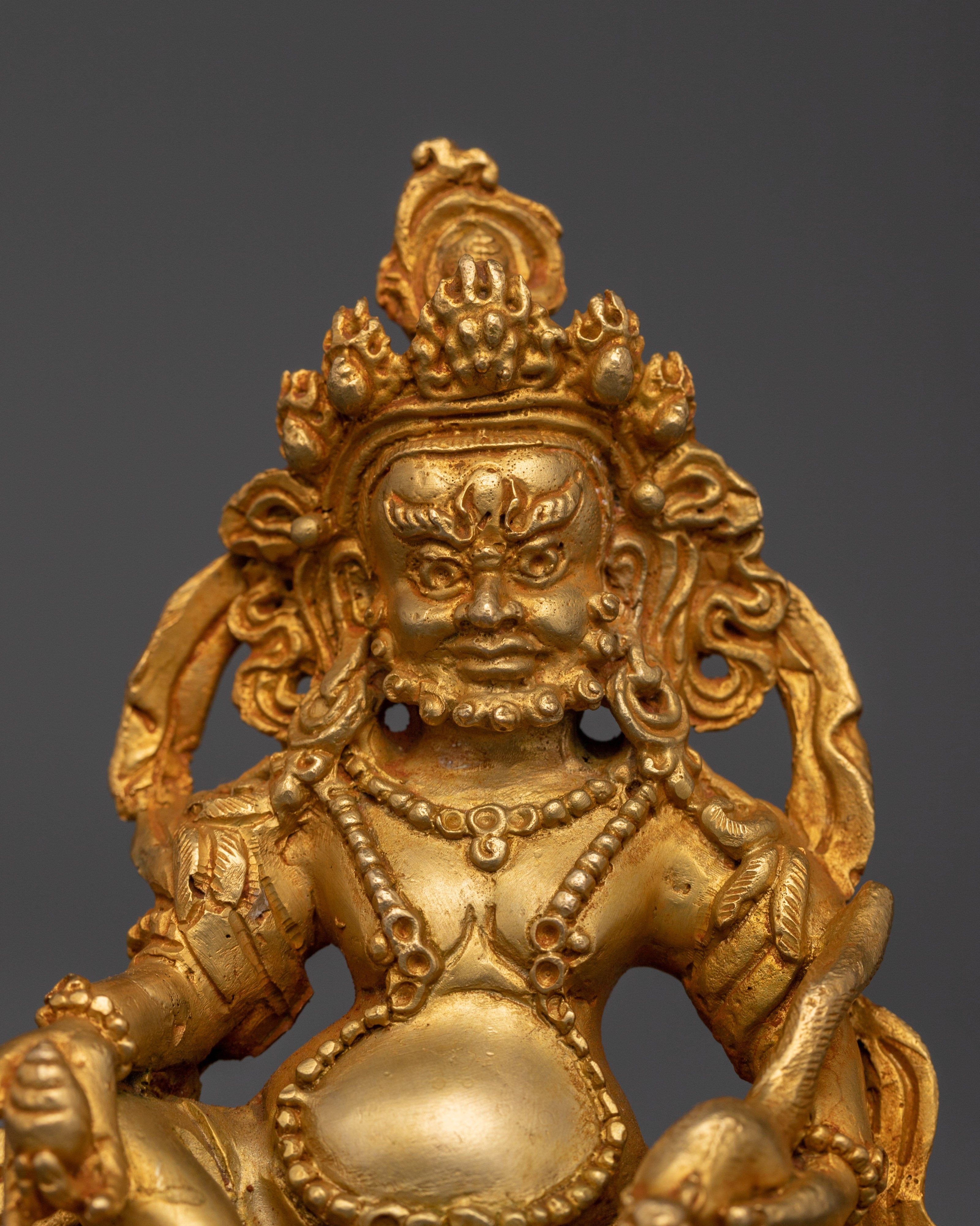 Gold Plated Dzambala Statue for Wealth & Prosperity | Tibetan God of Abundance
