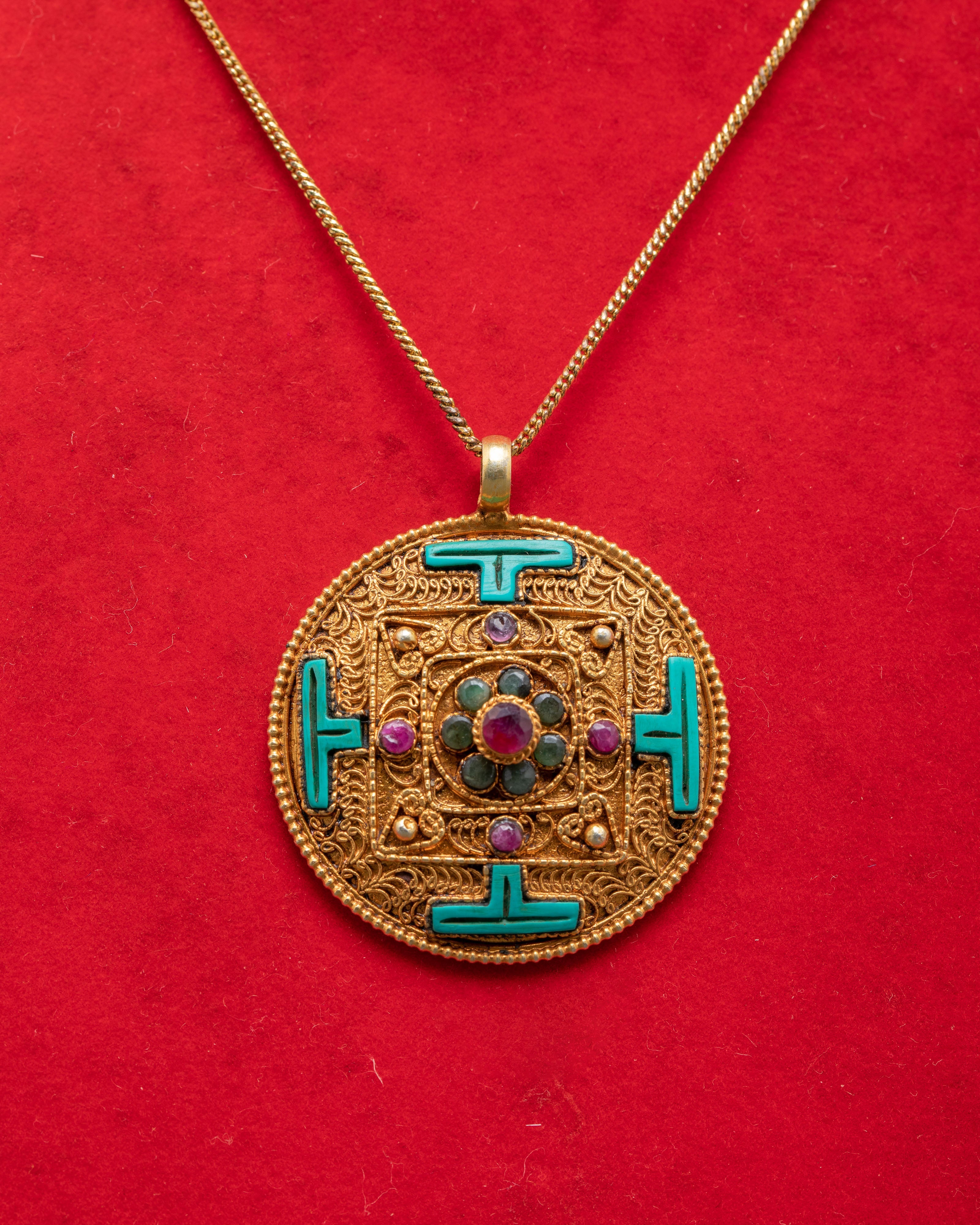 Gold Plated Locket With Ruby | Elegant Pendant for Protection