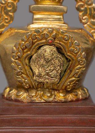 Handcrafted Buddhist Enlightenment Stupa |  Sacred Tibetan Shrine