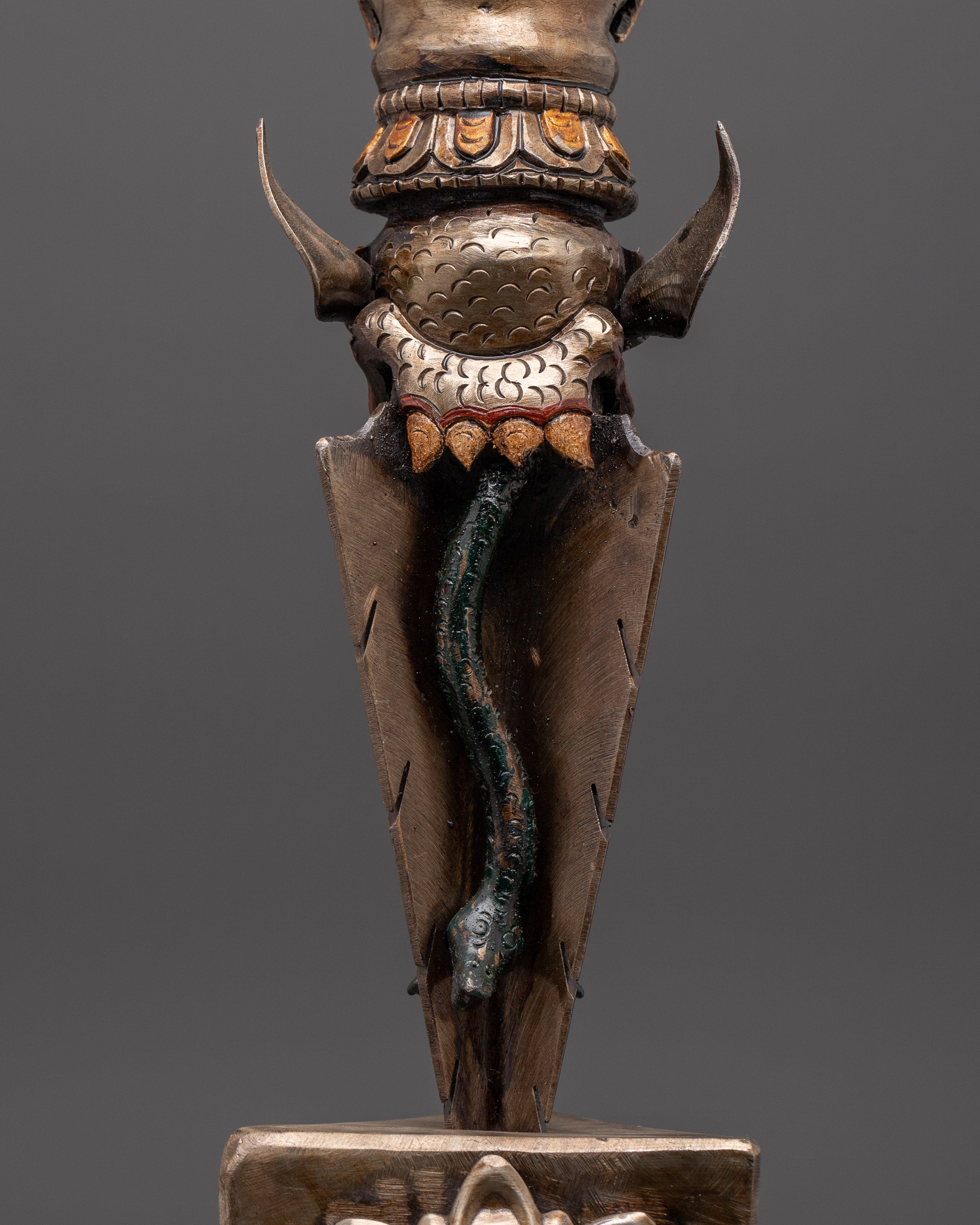 Iron Phurba with Acrylic Painting | Tibetan Ritual Dagger