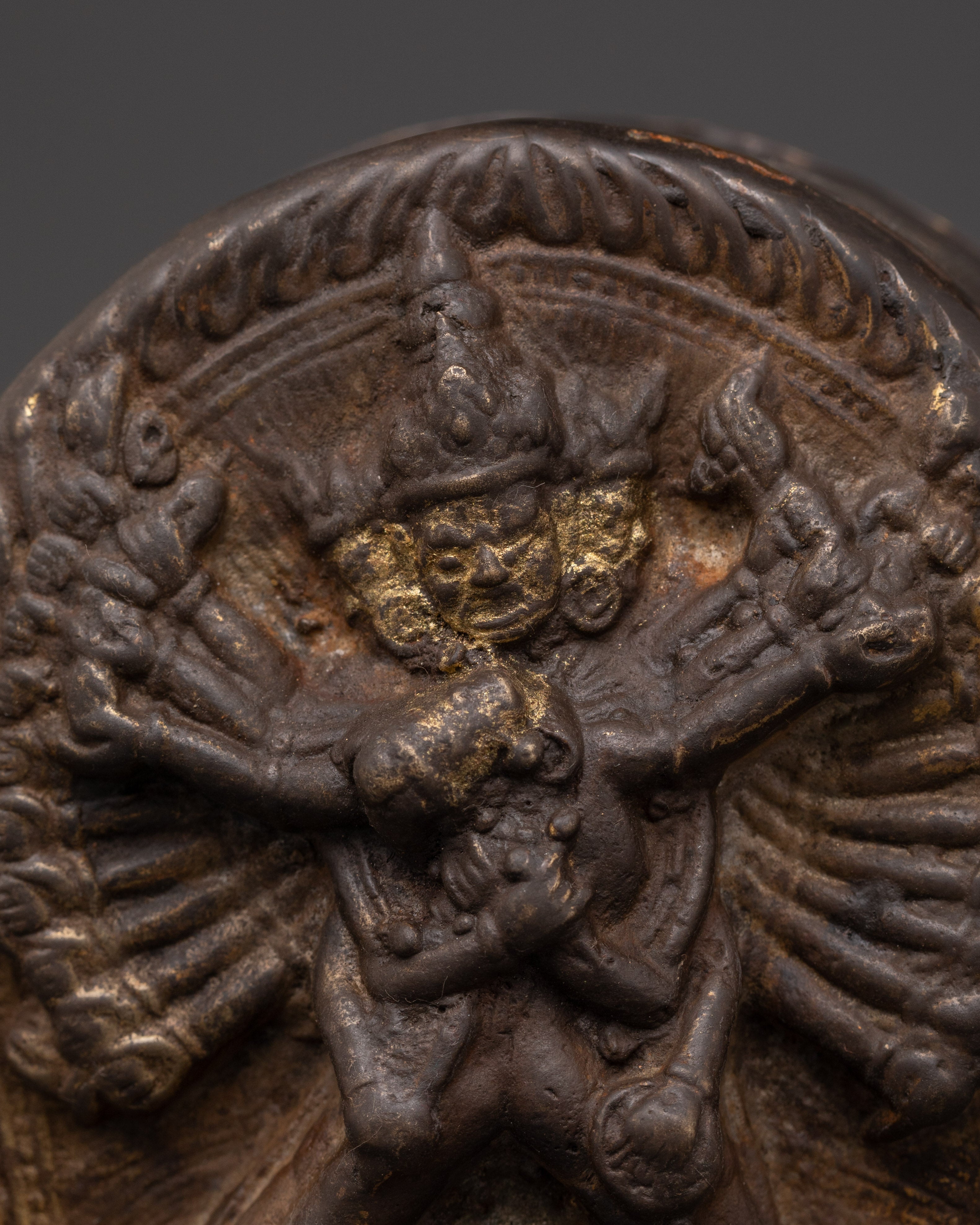 Handmade Tibetan Ghau Box with Chakrasamvara Yab-Yum Deity