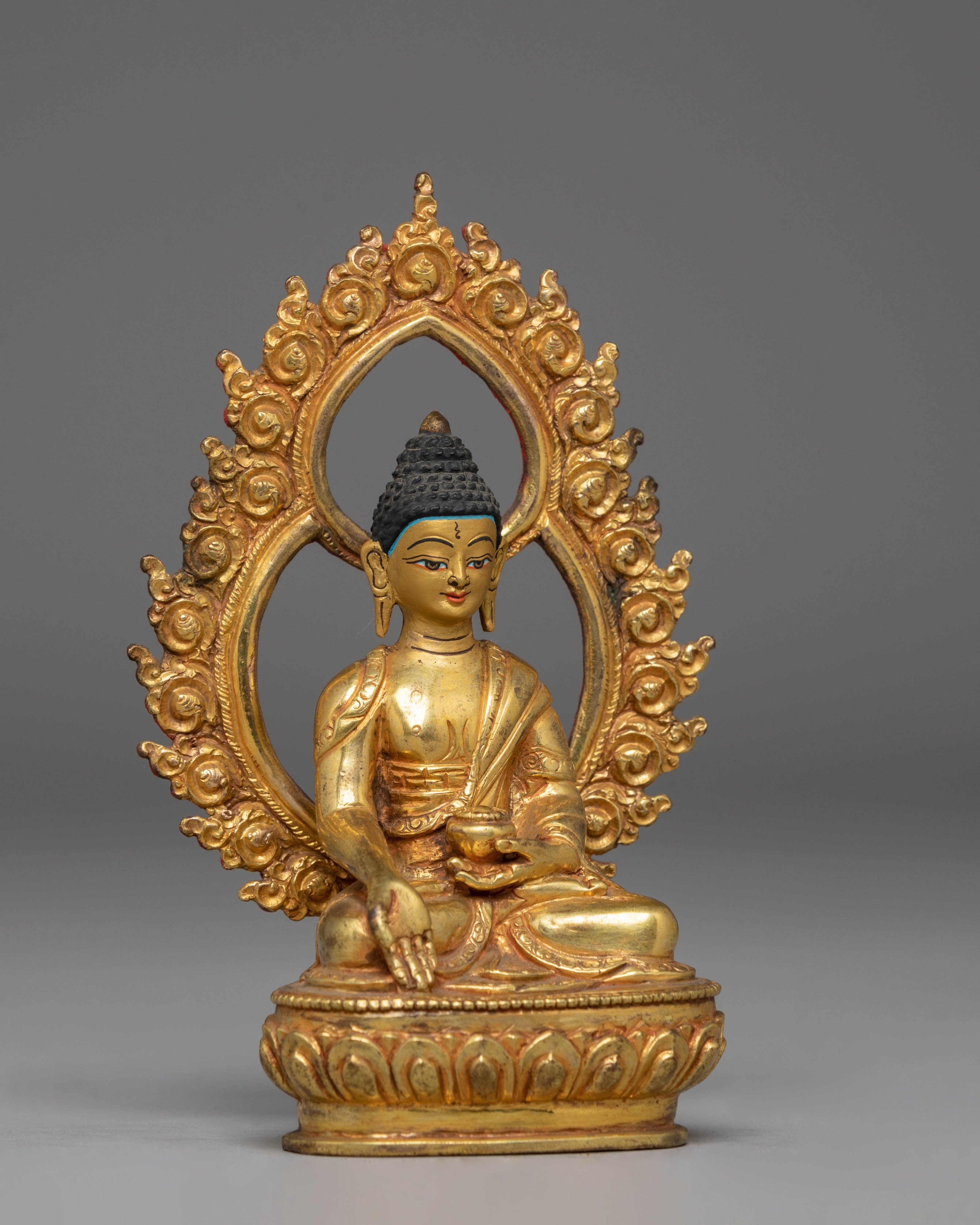 Statue of Buddha Ratnasambhava | Gold Plated Copper Buddha for Spiritual Decor