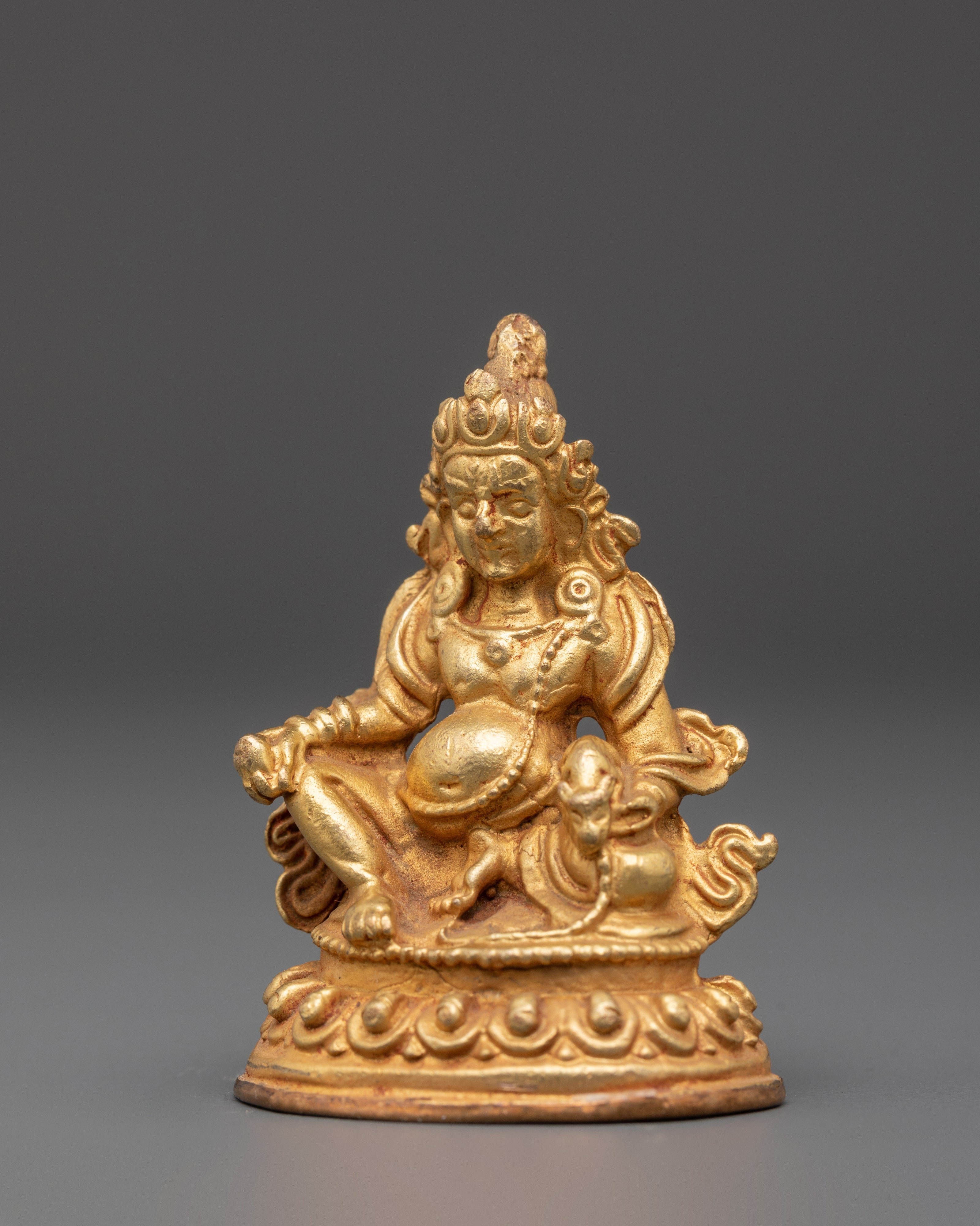 Gold Plated Dzambhala Statue | Tibetan Shrine Decor
