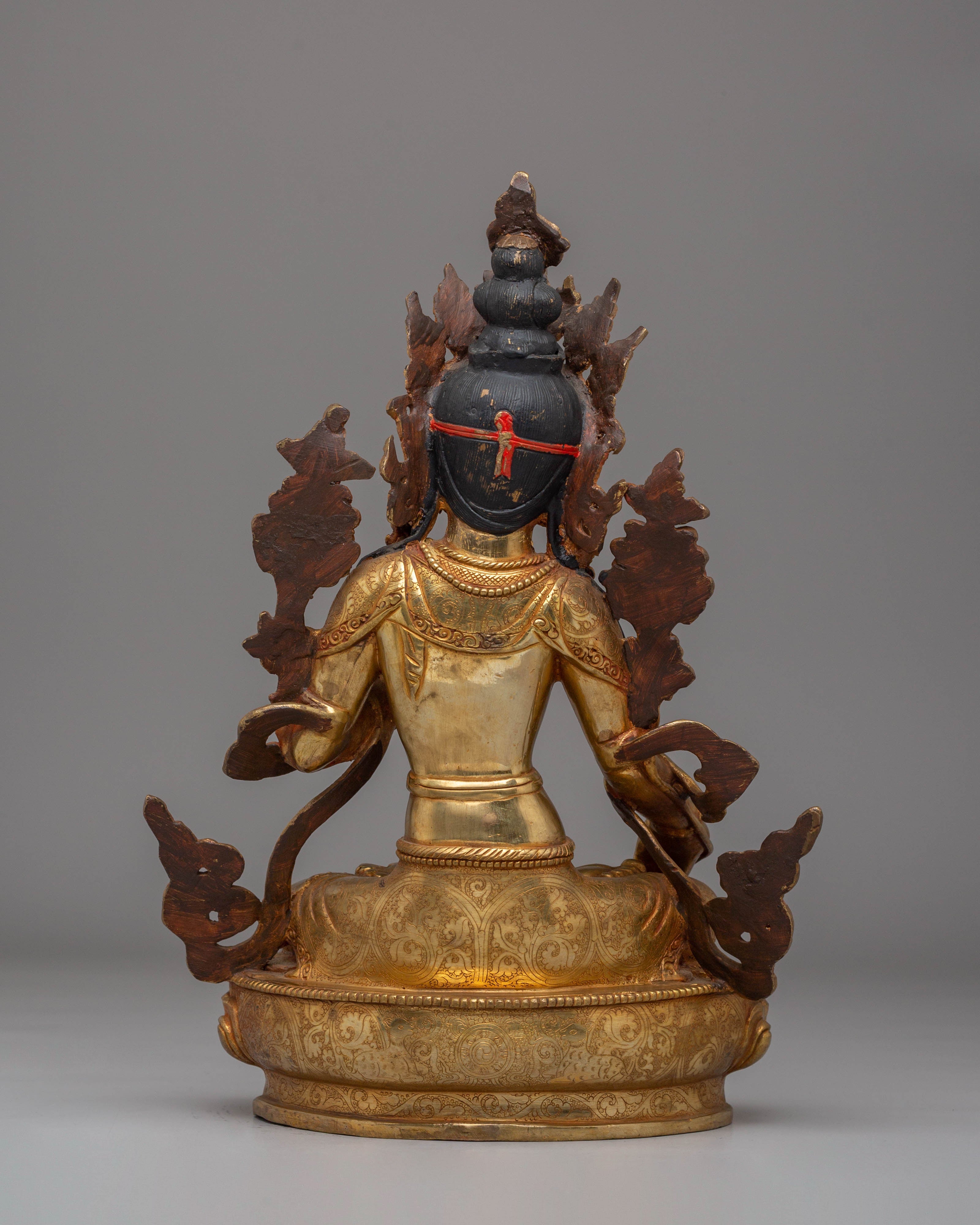 Handcrafted White Tara Copper Statue with 24K Gold Gilding