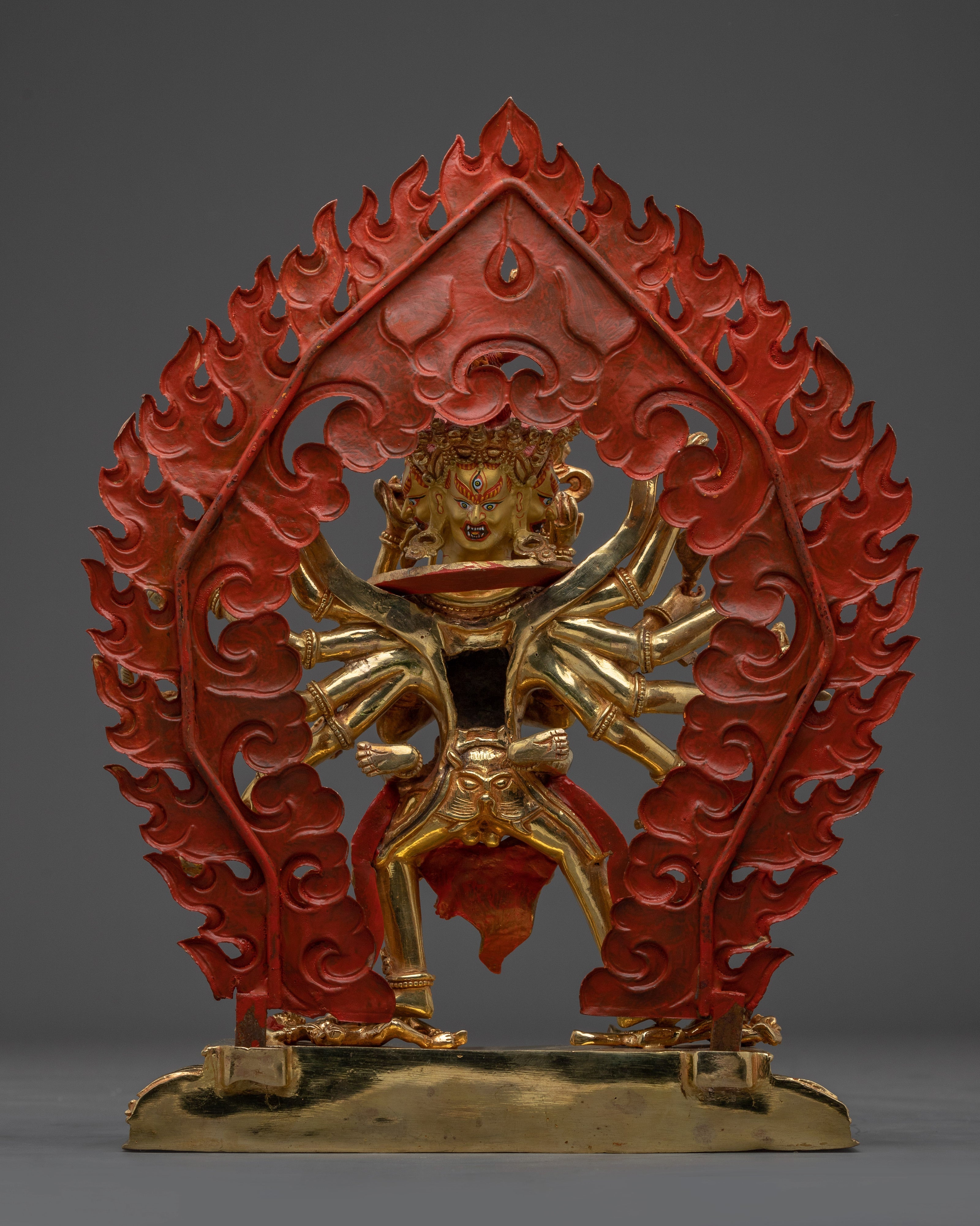 Chakrasambhara with Consort Gold and Copper Statue | Meditation Room, and Sacred Space