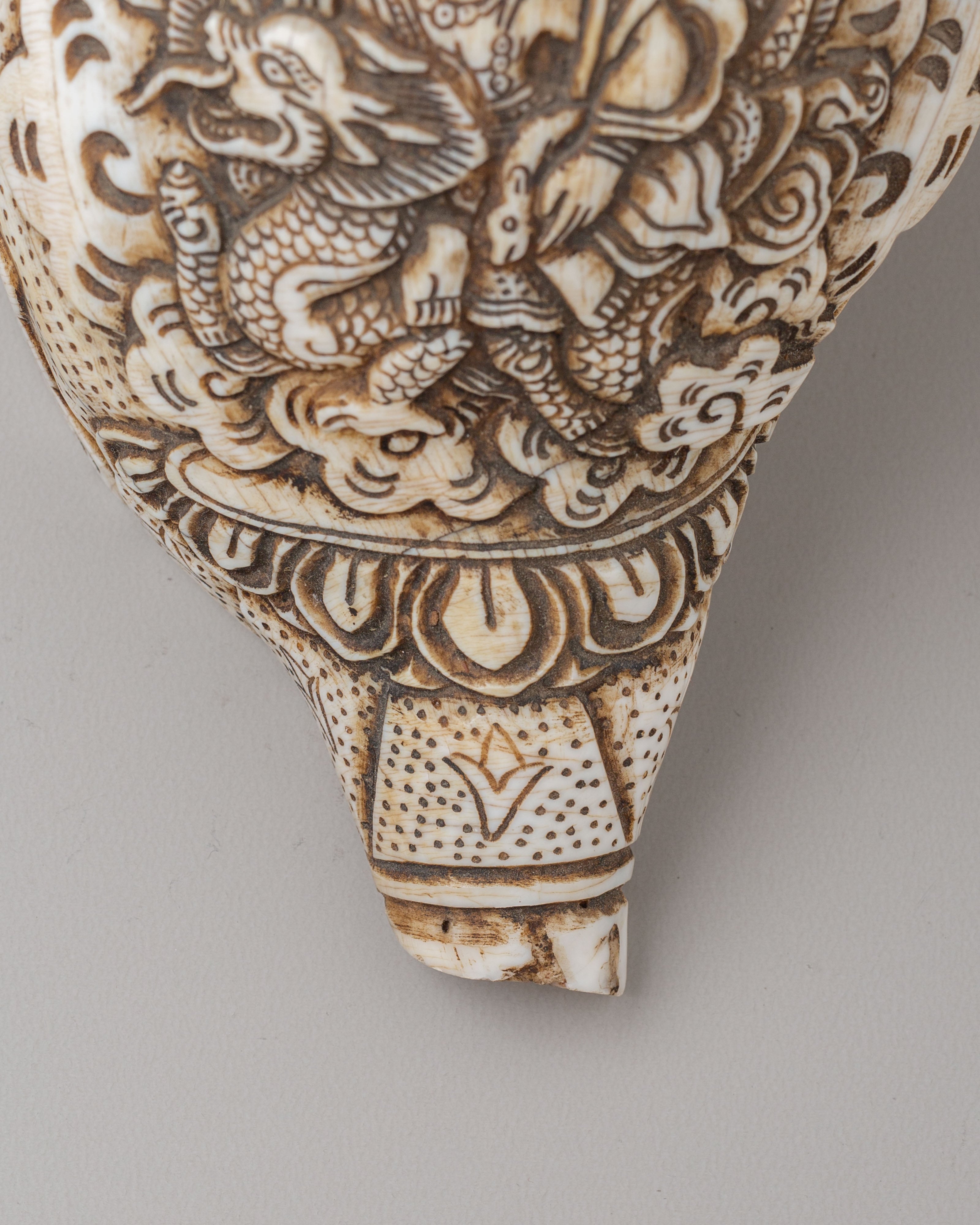 White Dzambhala Ritual Conch | Handcrafted Buddhist Sacred Art