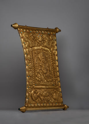 Buddhist Metal Thangka of Dzambala | Tibetan Wealth Deity for Prosperity and Fortune