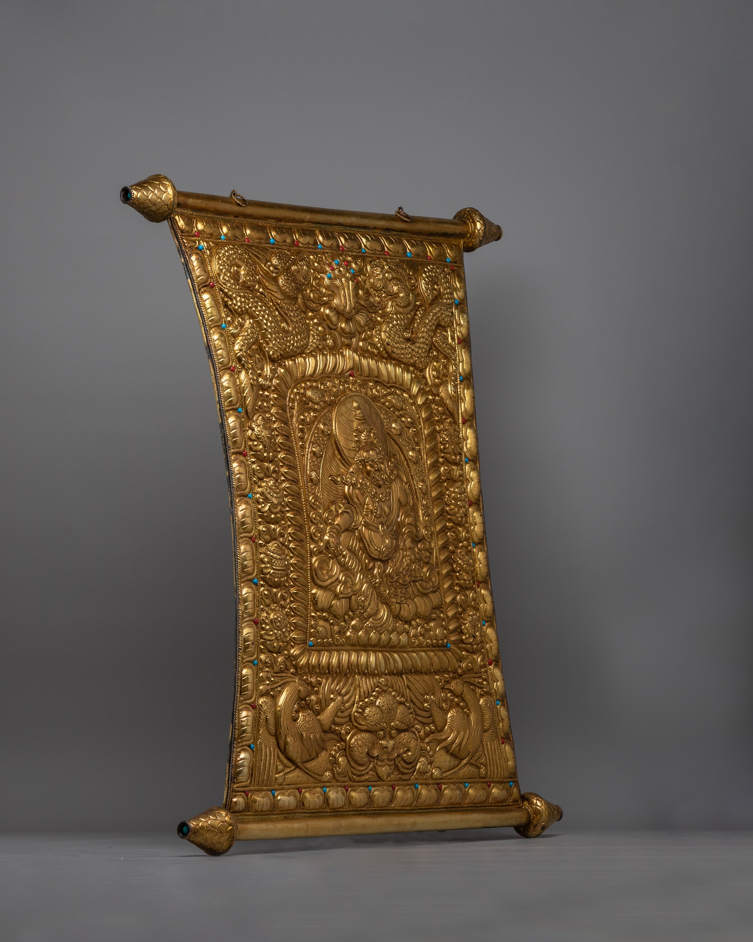 Buddhist Metal Thangka of Dzambala | Tibetan Wealth Deity for Prosperity and Fortune
