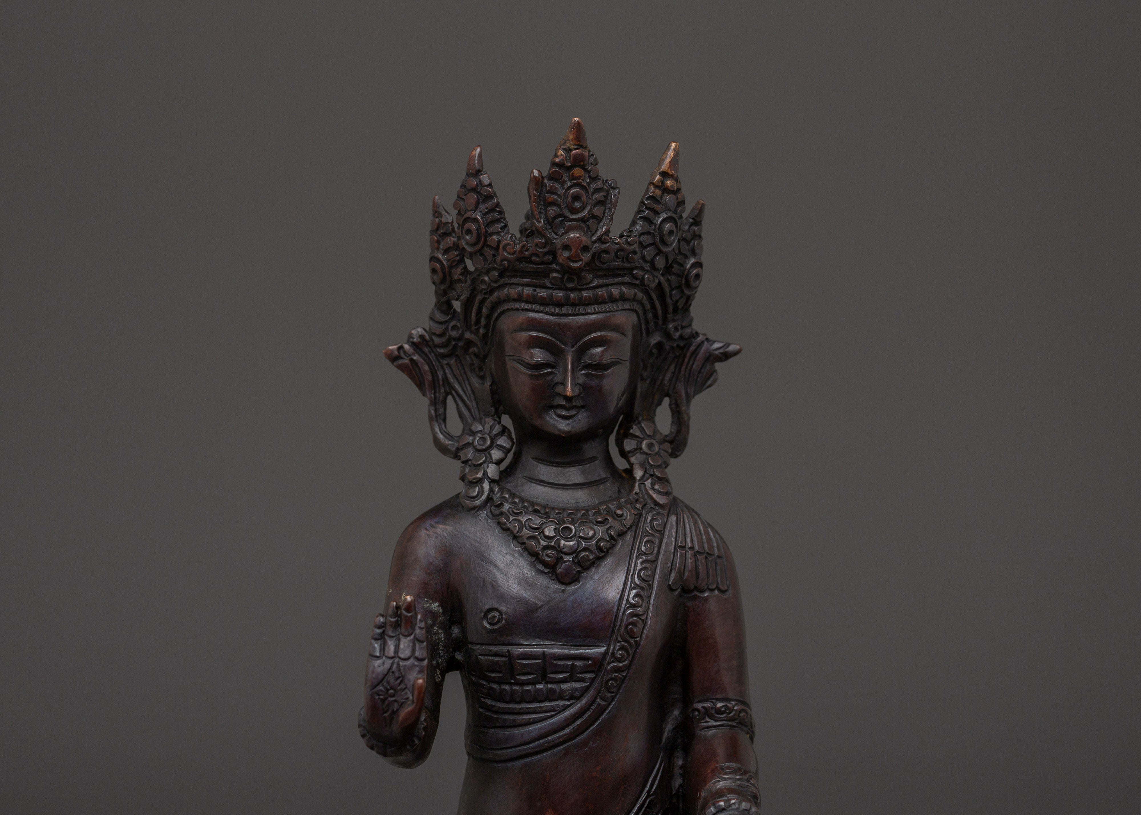 Standing Buddha Copper Statue | Spiritual Home Decor