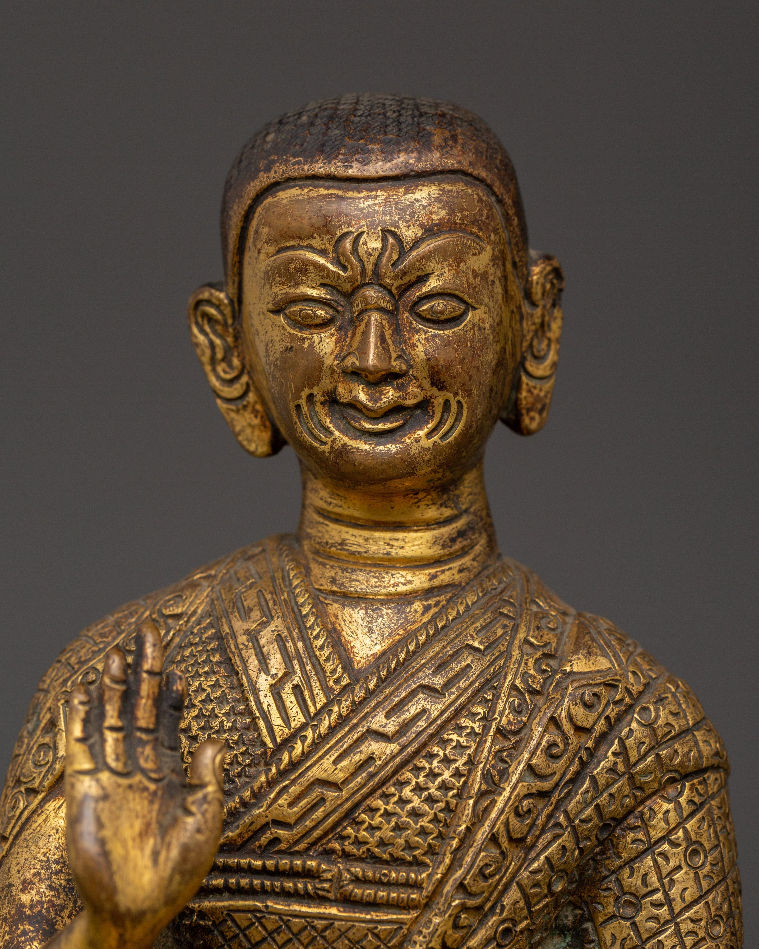 Handcrafted Brass body Tsongkhapa with Je Gyaltsab & Je Khedrup