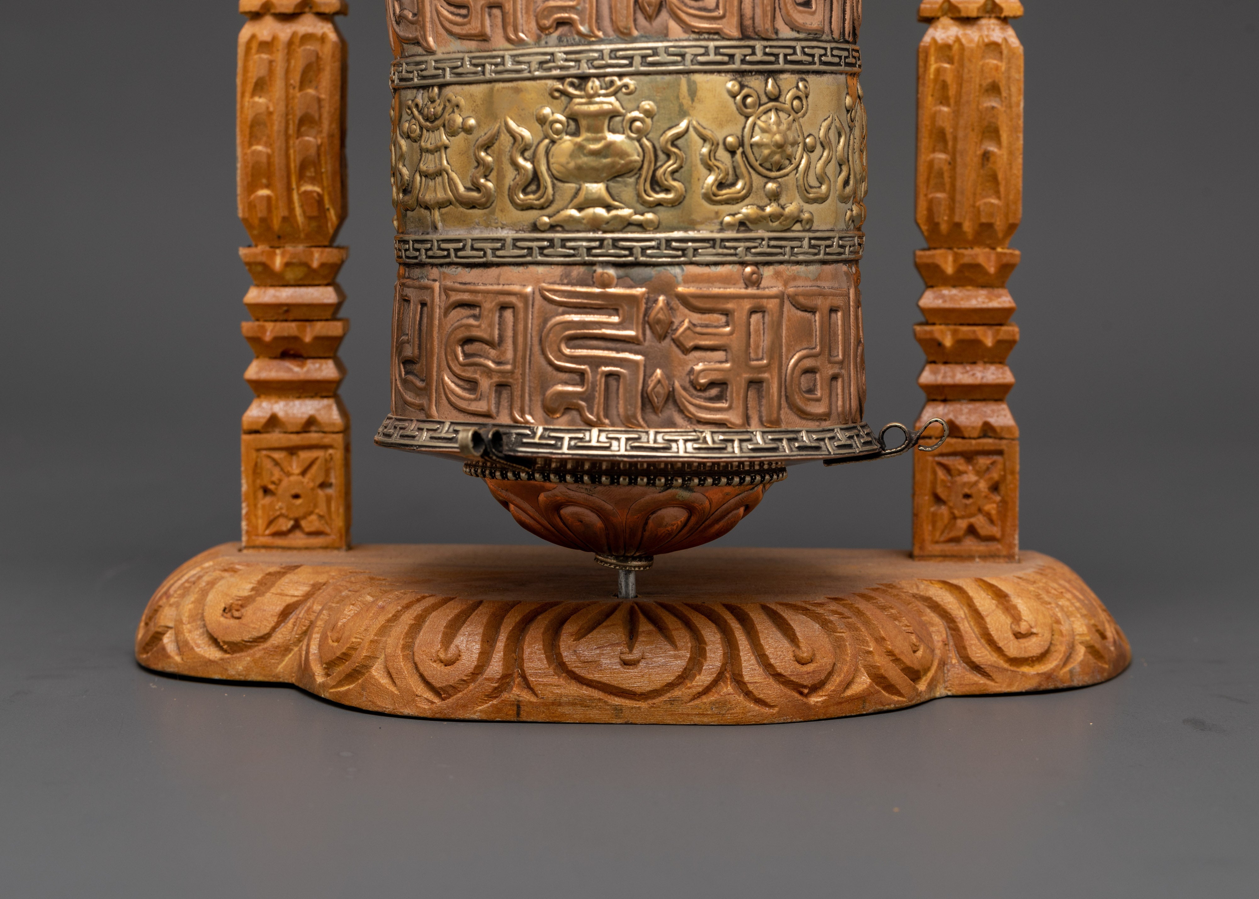 Buddhist Sacred Prayer Wheel | Sacred Wood Frame